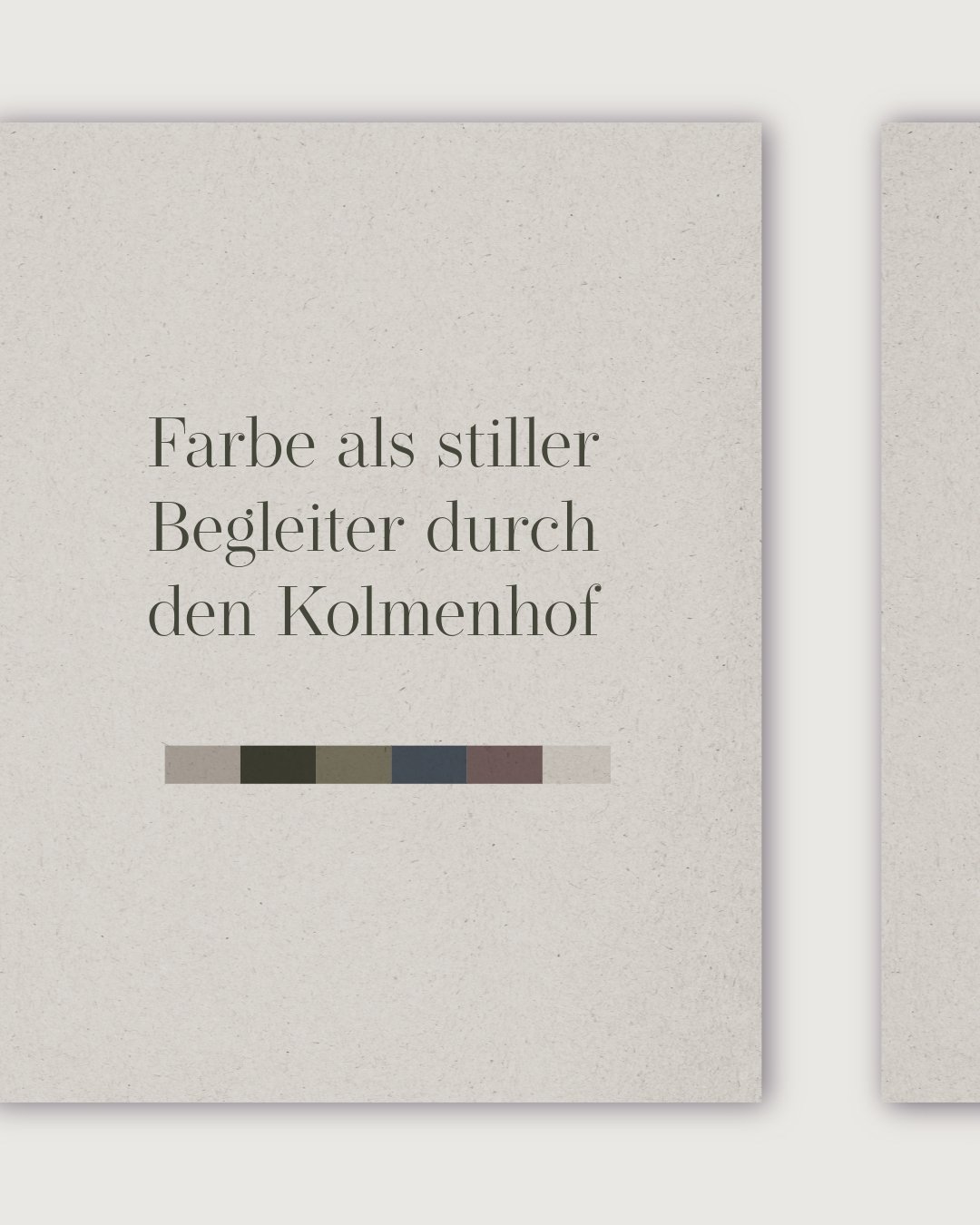 Farben sind beim Kolmenhof kein gestalterisches Beiwerk.
Sie dienen der Orientierung, der Stimmung
und dem jeweiligen Bed&uuml;rfnis der Menschen vor Ort.

Das Farbsystem basiert auf vier S&auml;ulen.
Jede steht f&uuml;r einen eigenen Bereich
und ein