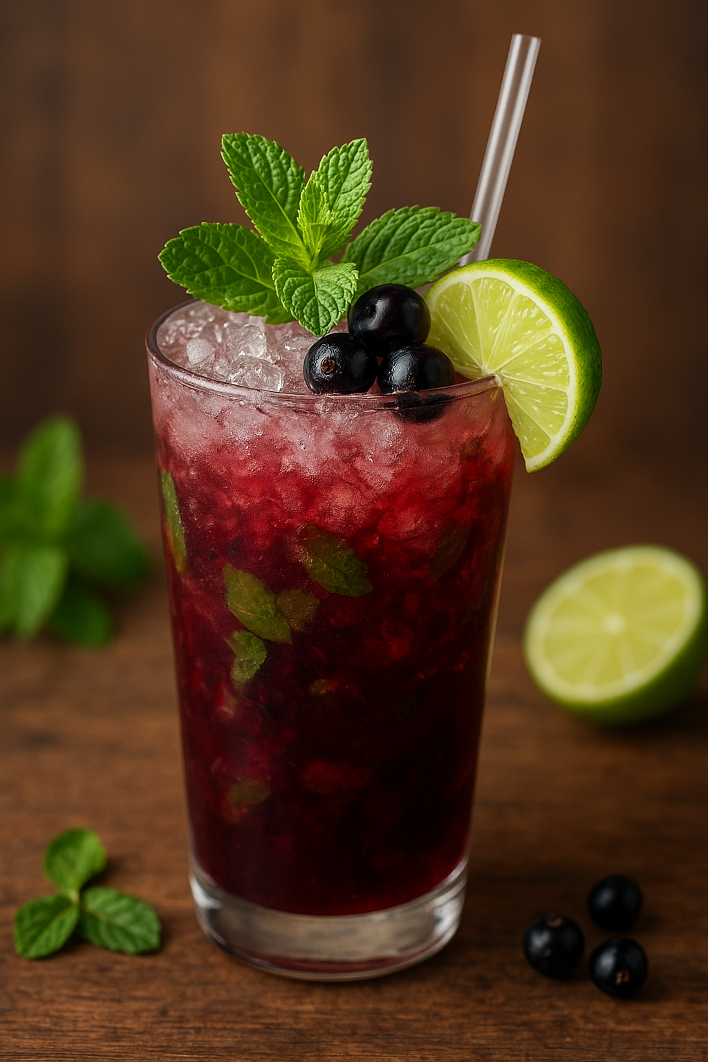 Vintercocktail med vinbär och mynta