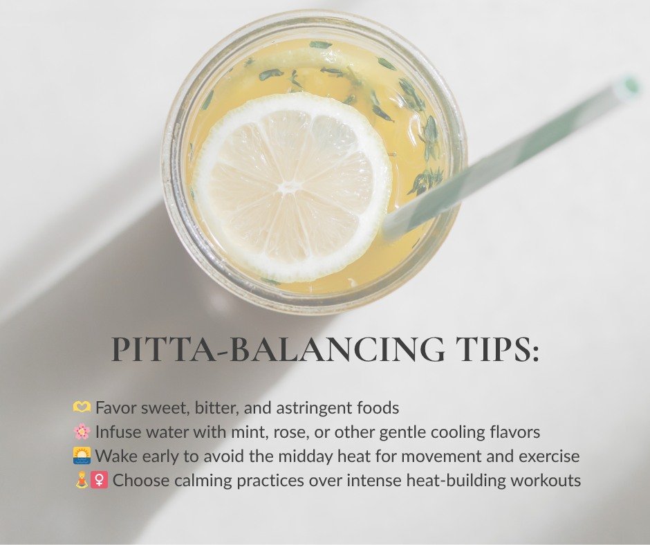 Whew! The heat has arrived here in Upstate NY, with temps soon-to-be climbing close to 100&deg; in some areas 🫠

In Ayurveda, this fiery energy is governed by Pitta dosha. And when it gets too high (think heatwaves, humidity, and internal frustratio
