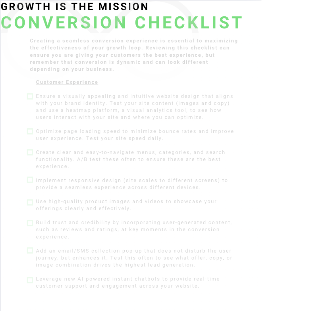 Conversion Experience Checklist