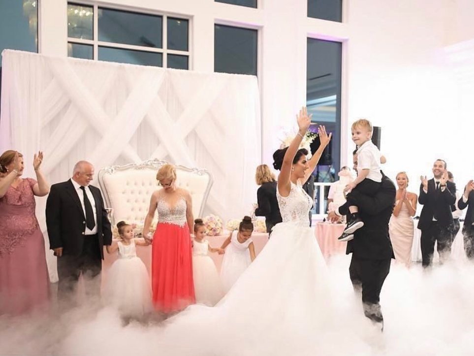 Pipe & Drape Backdrop with Design, White Sheer