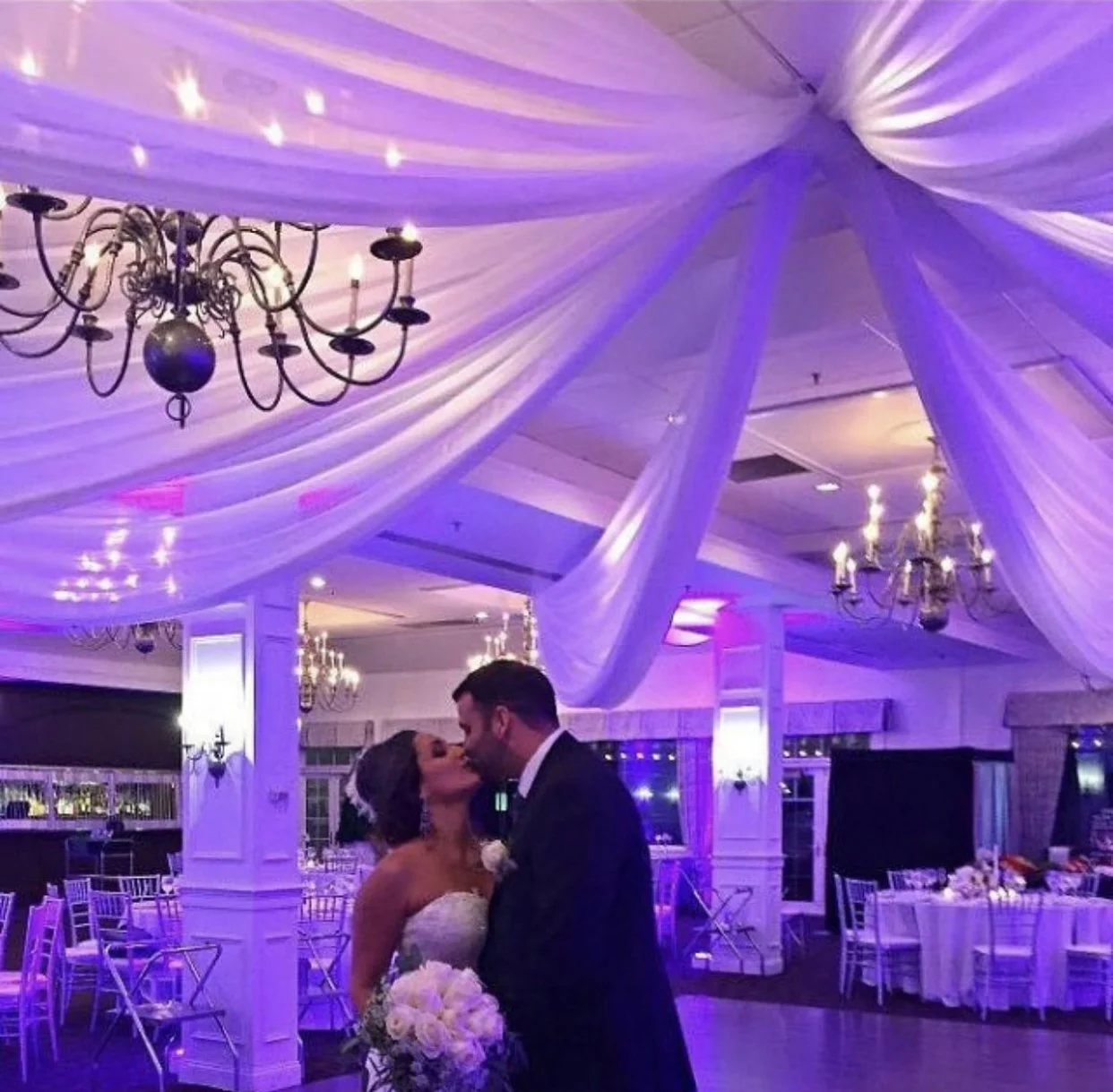 8 Panel Ceiling Drape, White Sheer