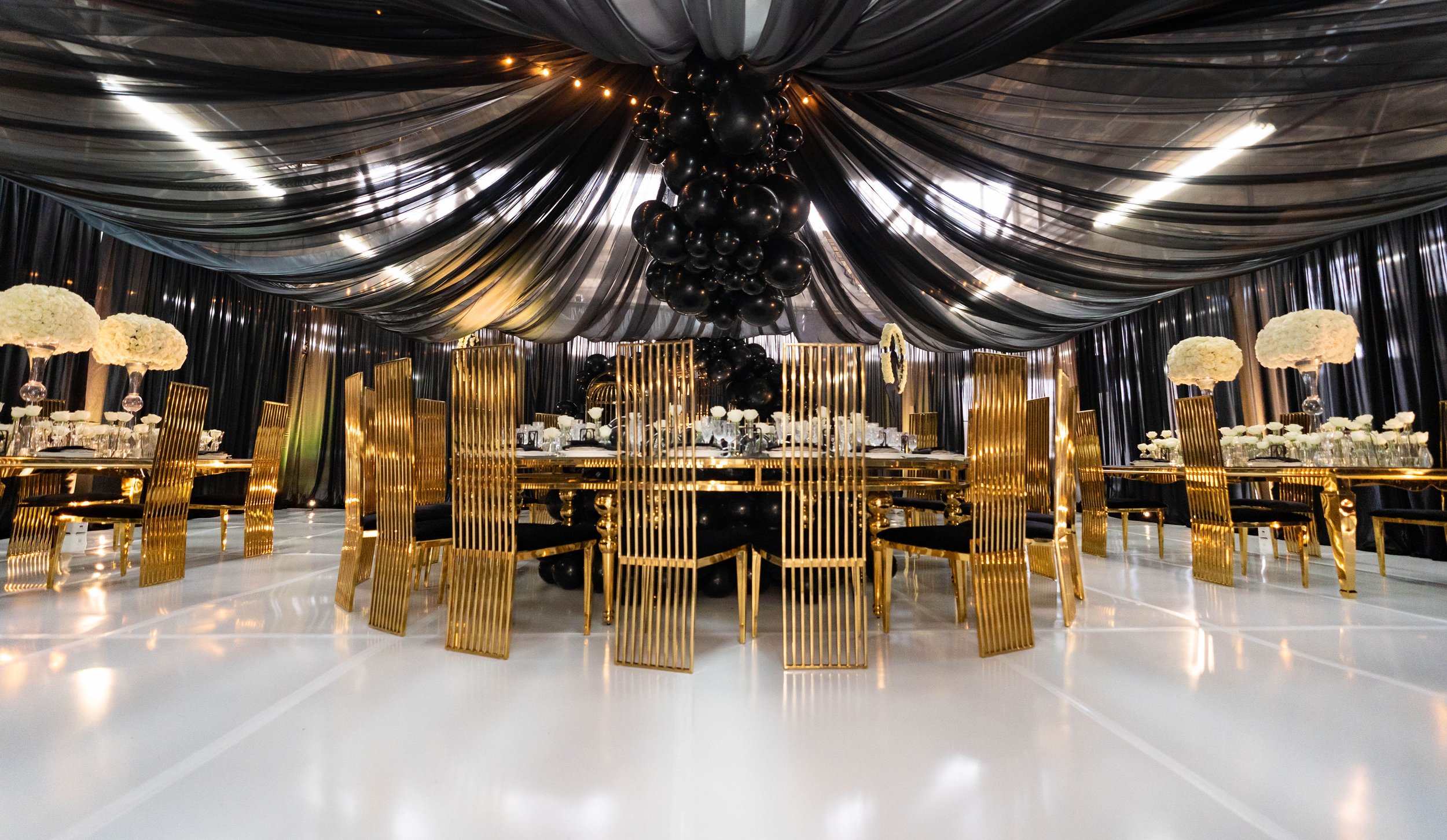 Full Coverage Cloud Ceiling Drape, Black Sheer