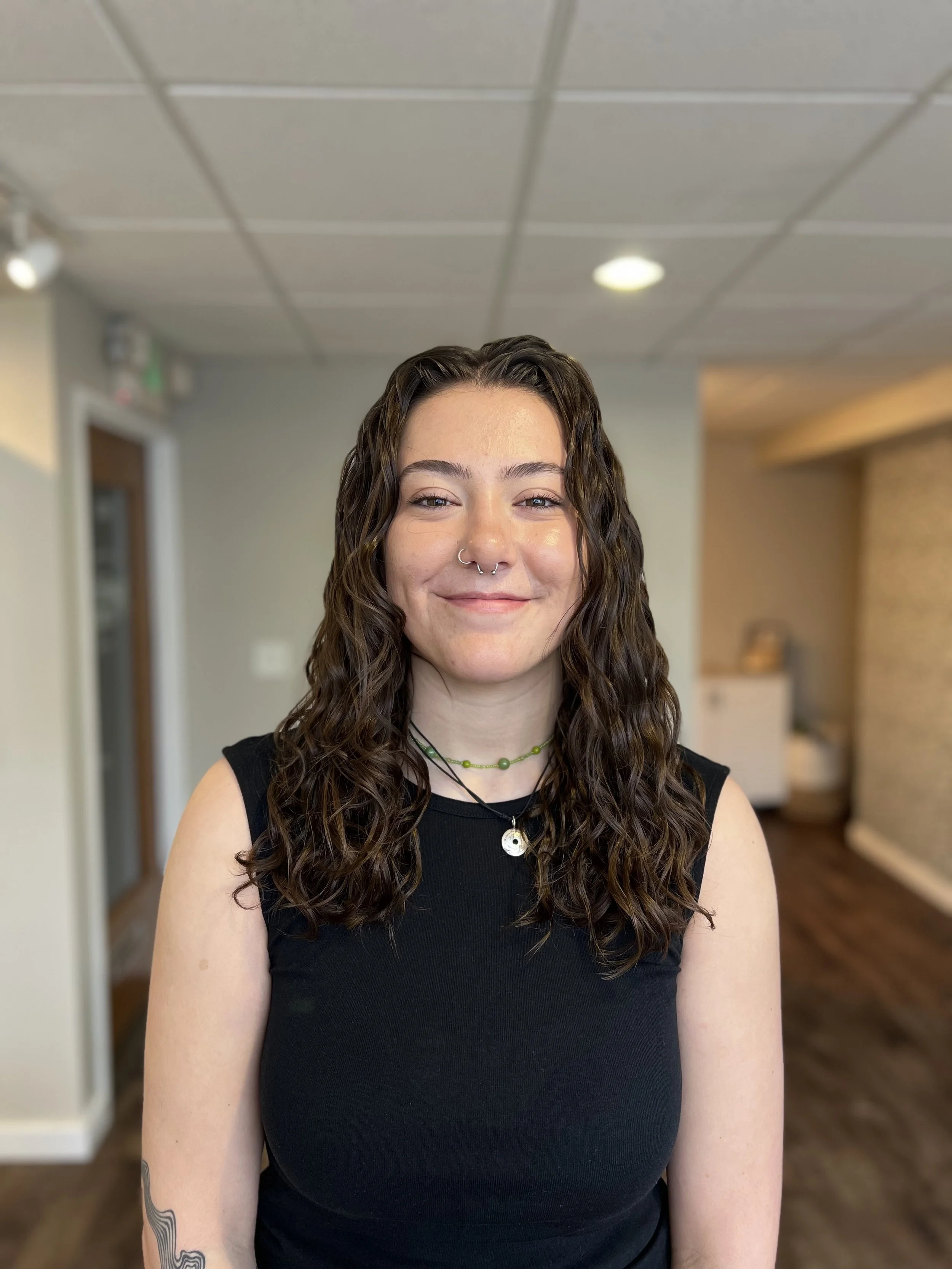 Beautiful curls after a curly style and cut.