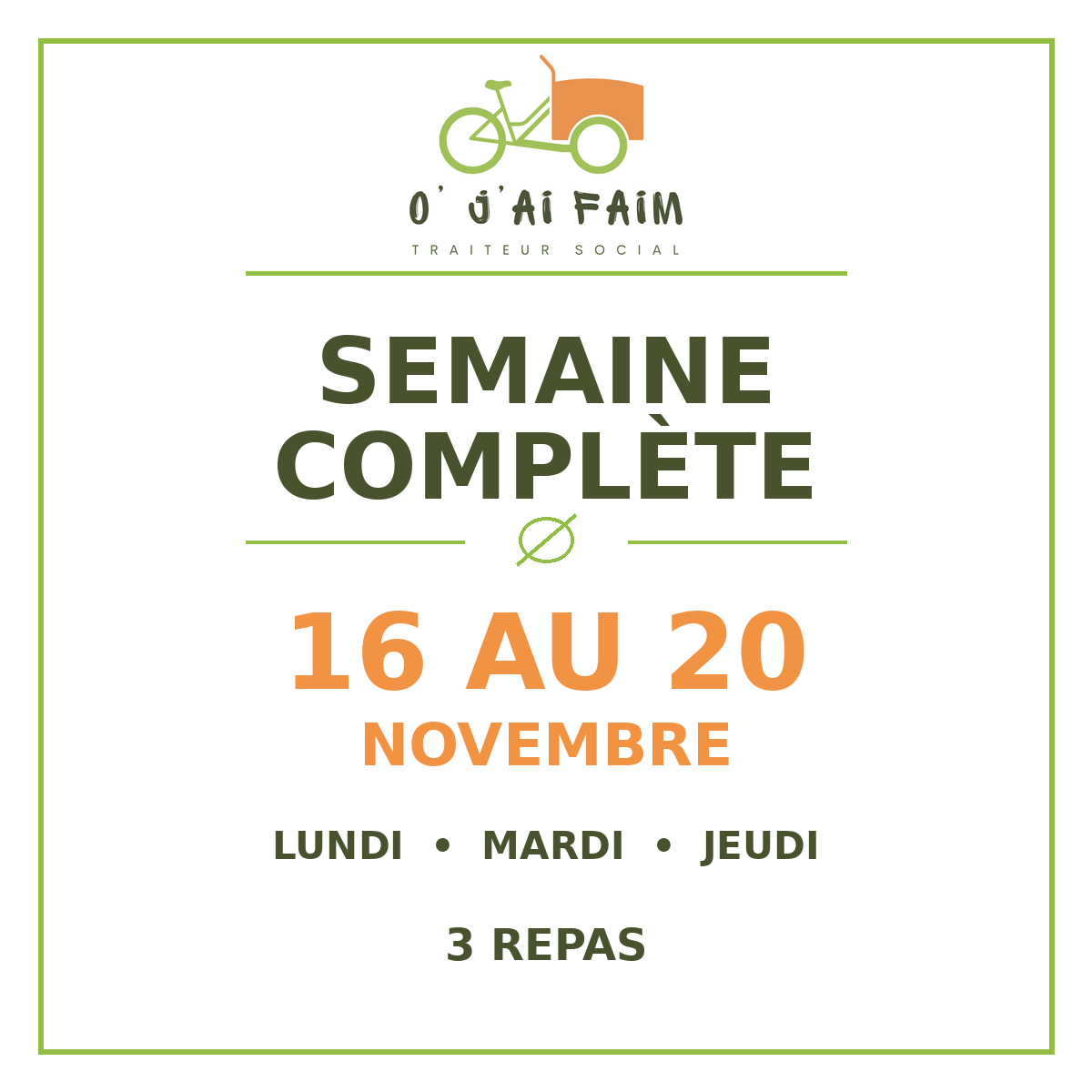 Semaine complète – 16 au 20 novembre