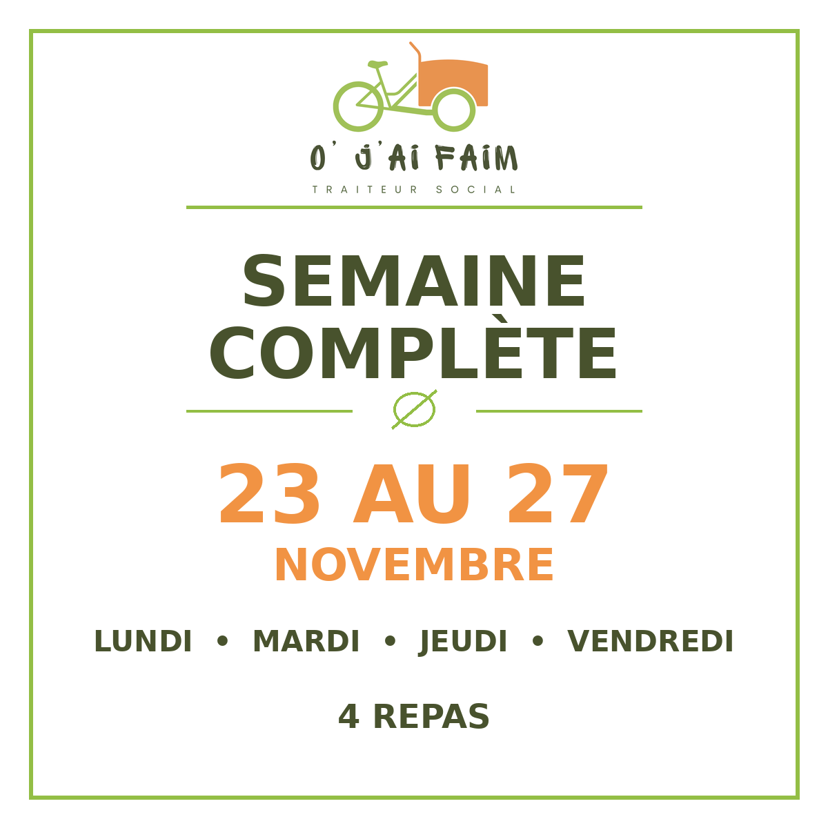 Semaine complète – 23 au 27 novembre