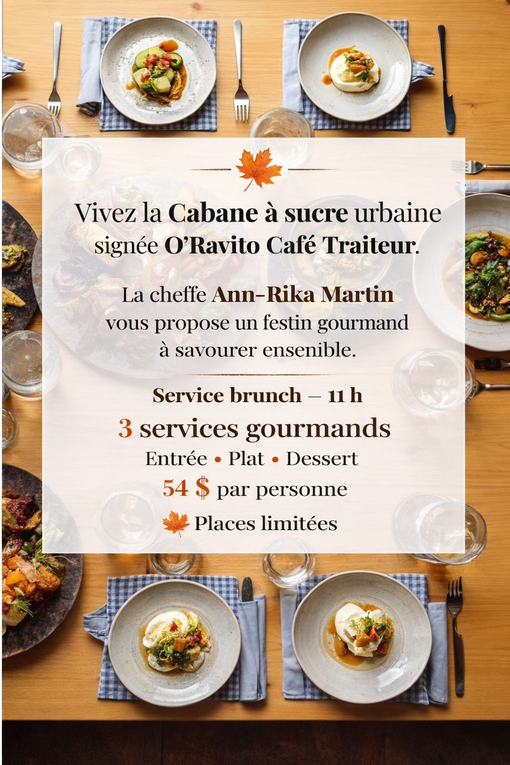 Cabane à sucre Urbaine 14 mars Service 11h