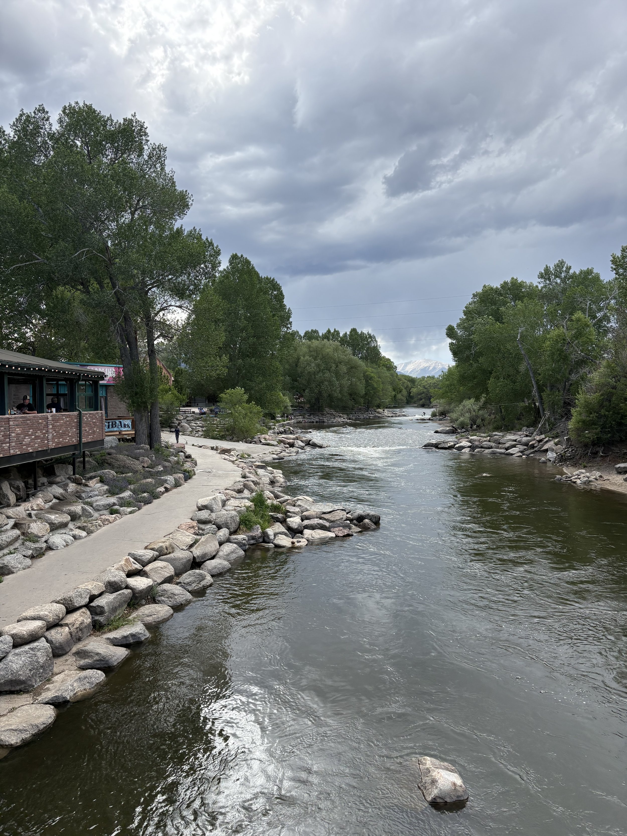 beautiful and peaceful river scene in Colorado mountains