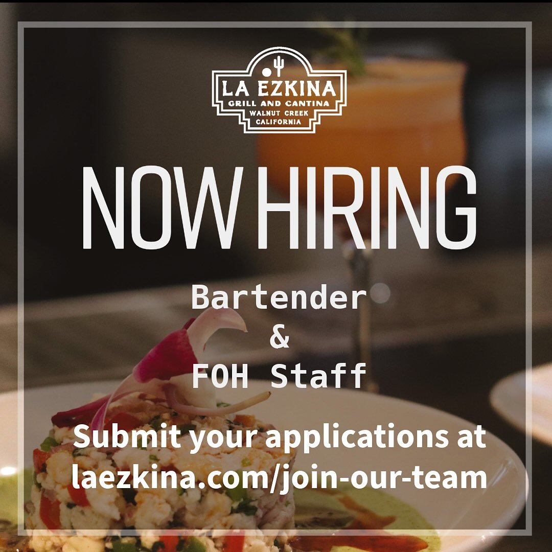 🚨 We&rsquo;re Hiring! 🚨

La Ezkina Grill &amp; Cantina is looking for new team members to join our Front of House!
🌟 Positions Open:
🍹 Experienced Bartender &ndash; Passionate about cocktails, agave small batched spirits, and leading the bar? We 