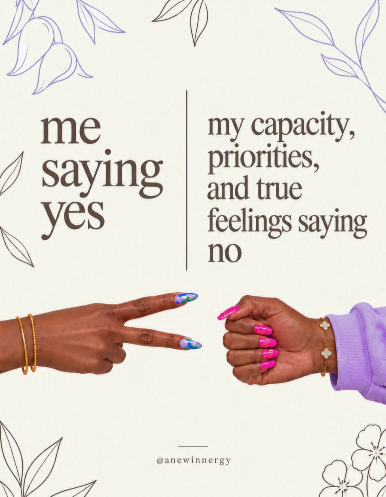 for the rest of the year, let&rsquo;s practice saying no when we mean no. email hello@anewinnergy.com for counseling + consulting inquiries. let&rsquo;s heal 🌱🤎