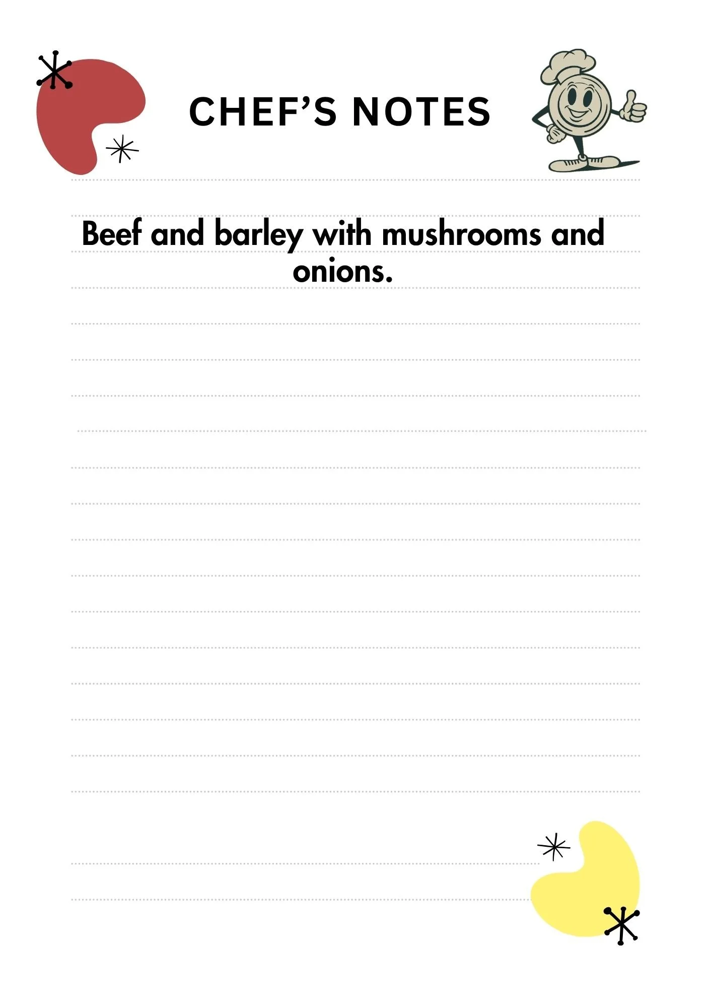 Beef and barley with mushrooms and onions