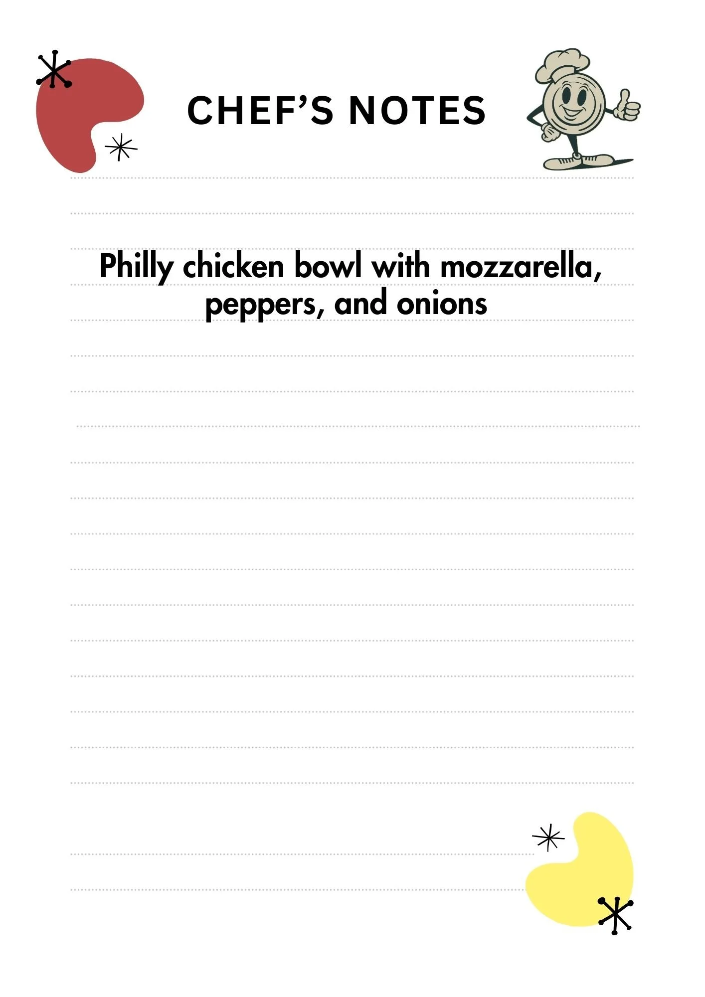 Philly chicken bowl with mozzarella, peppers, and onions