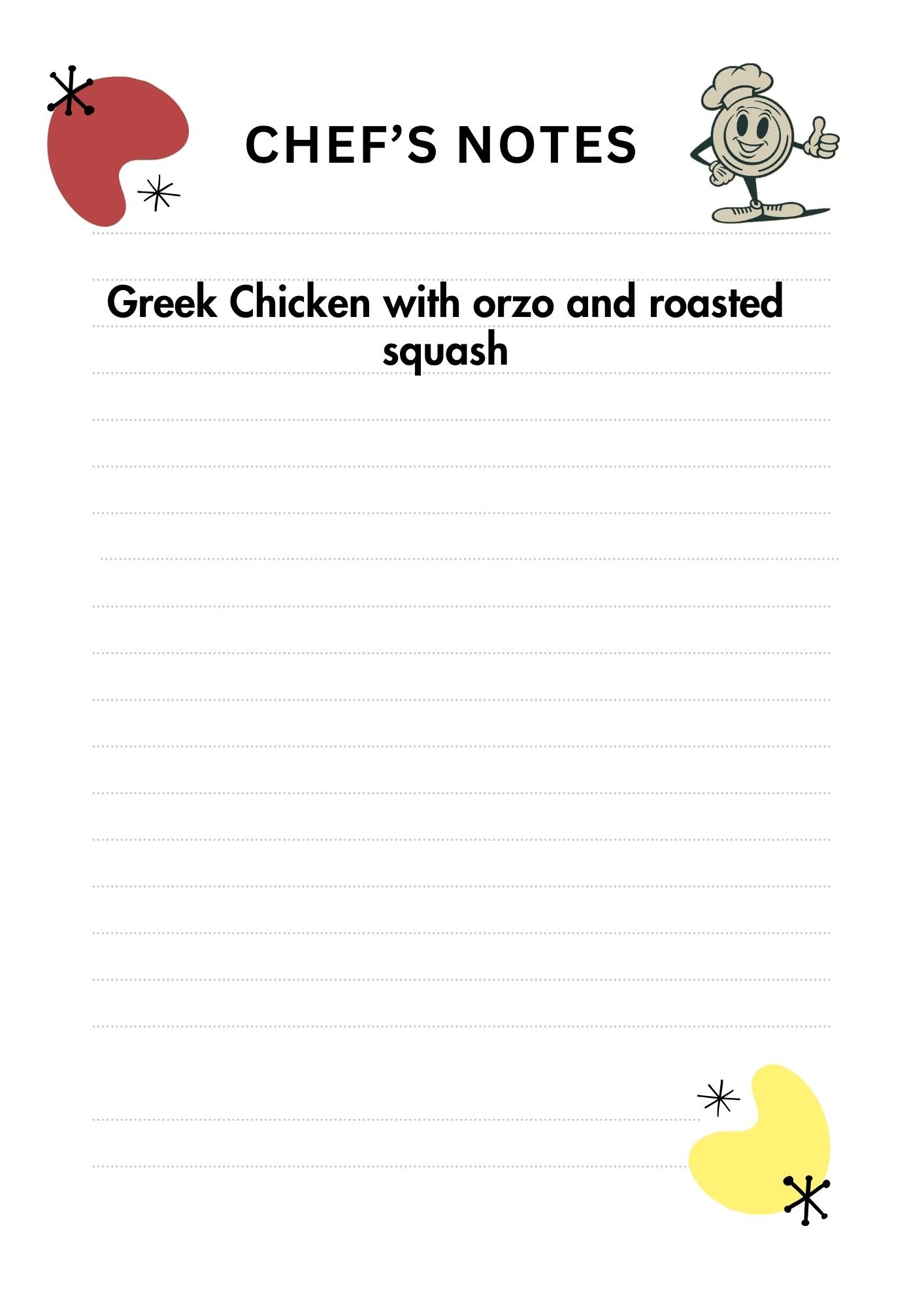 Greek Chicken with orzo and roasted squash