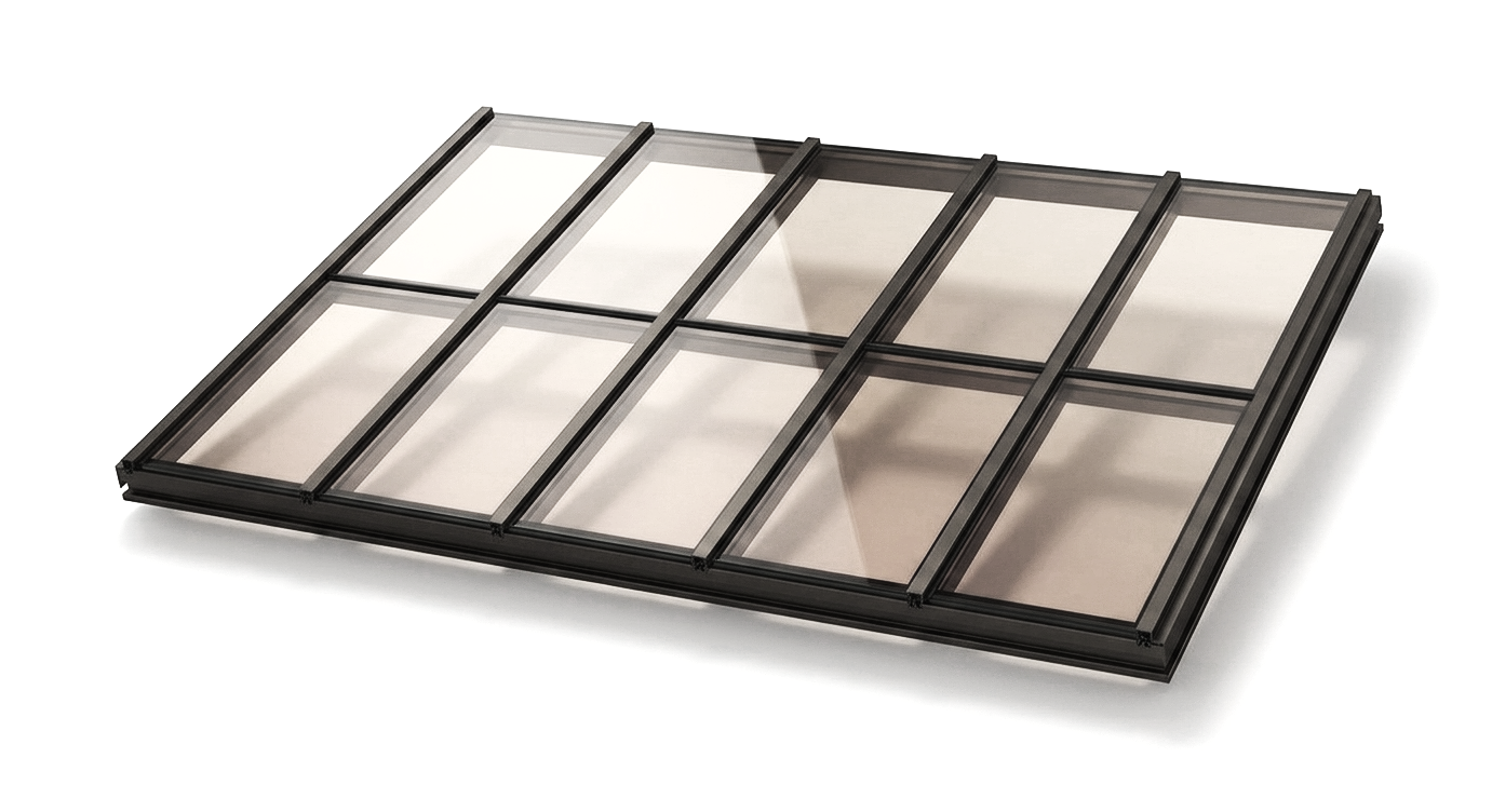 A single-slope architectural skylight.