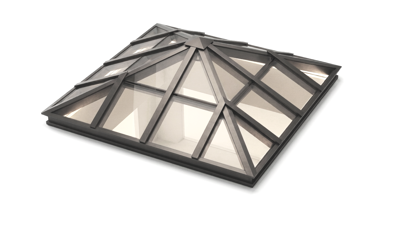 A pyramid architectural skylight.