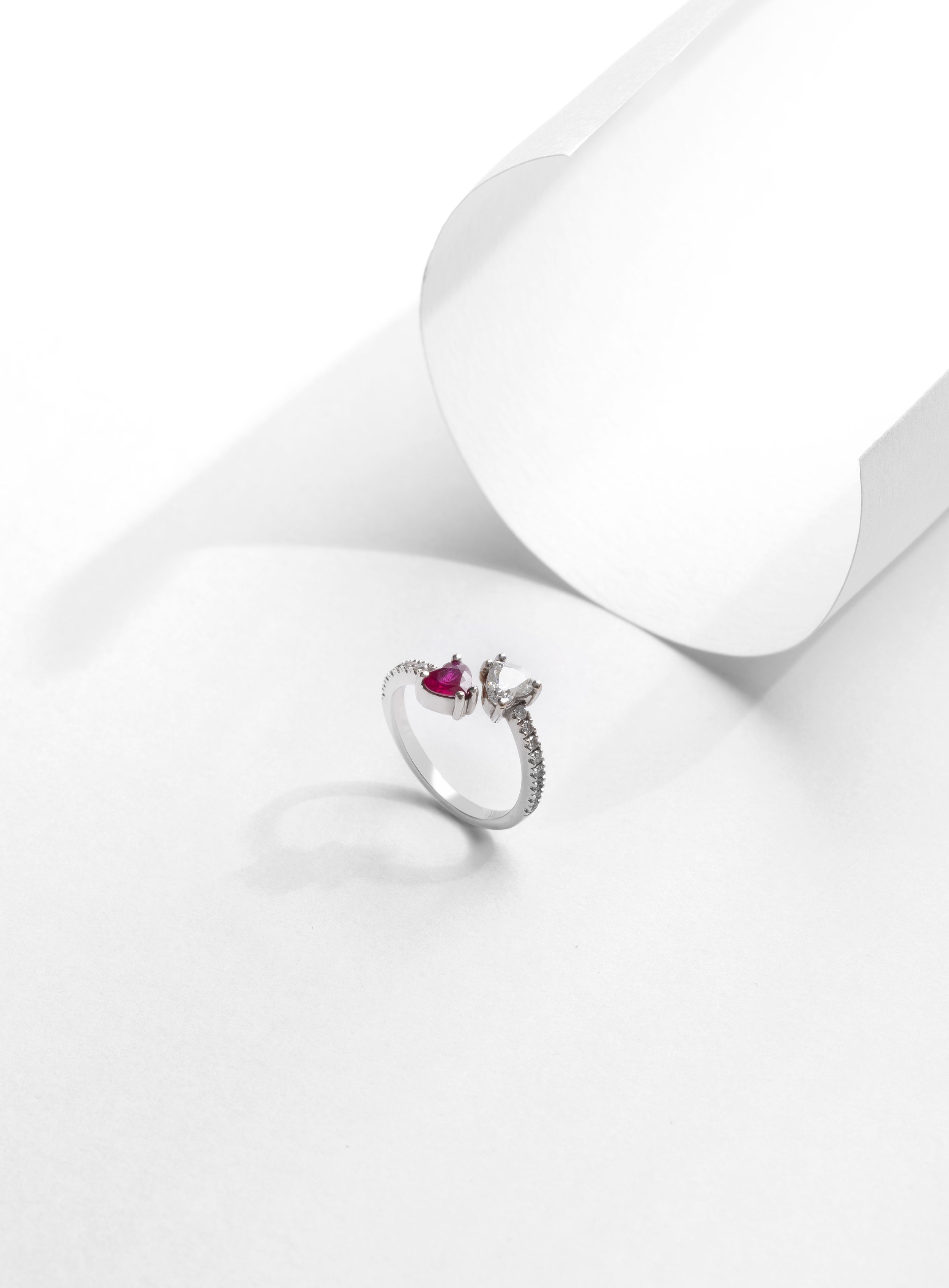 Ruby & Diamond Heart Ring
