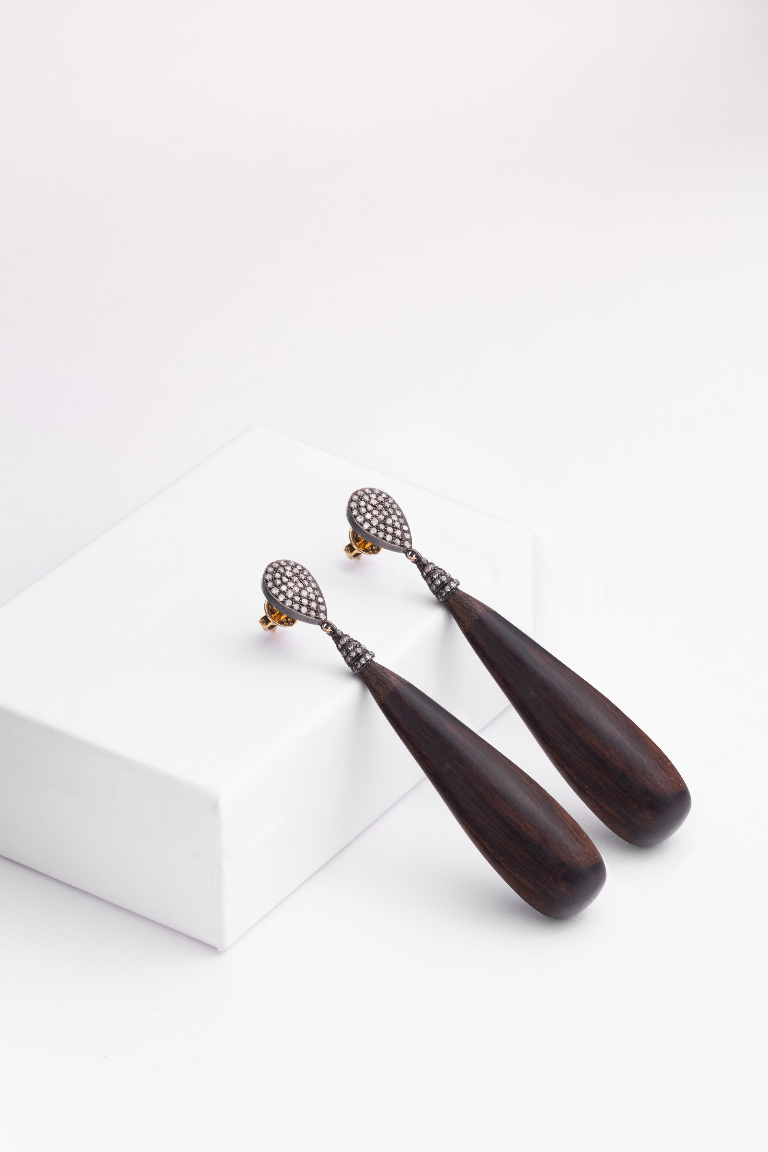 Diamond on Wood Earrings