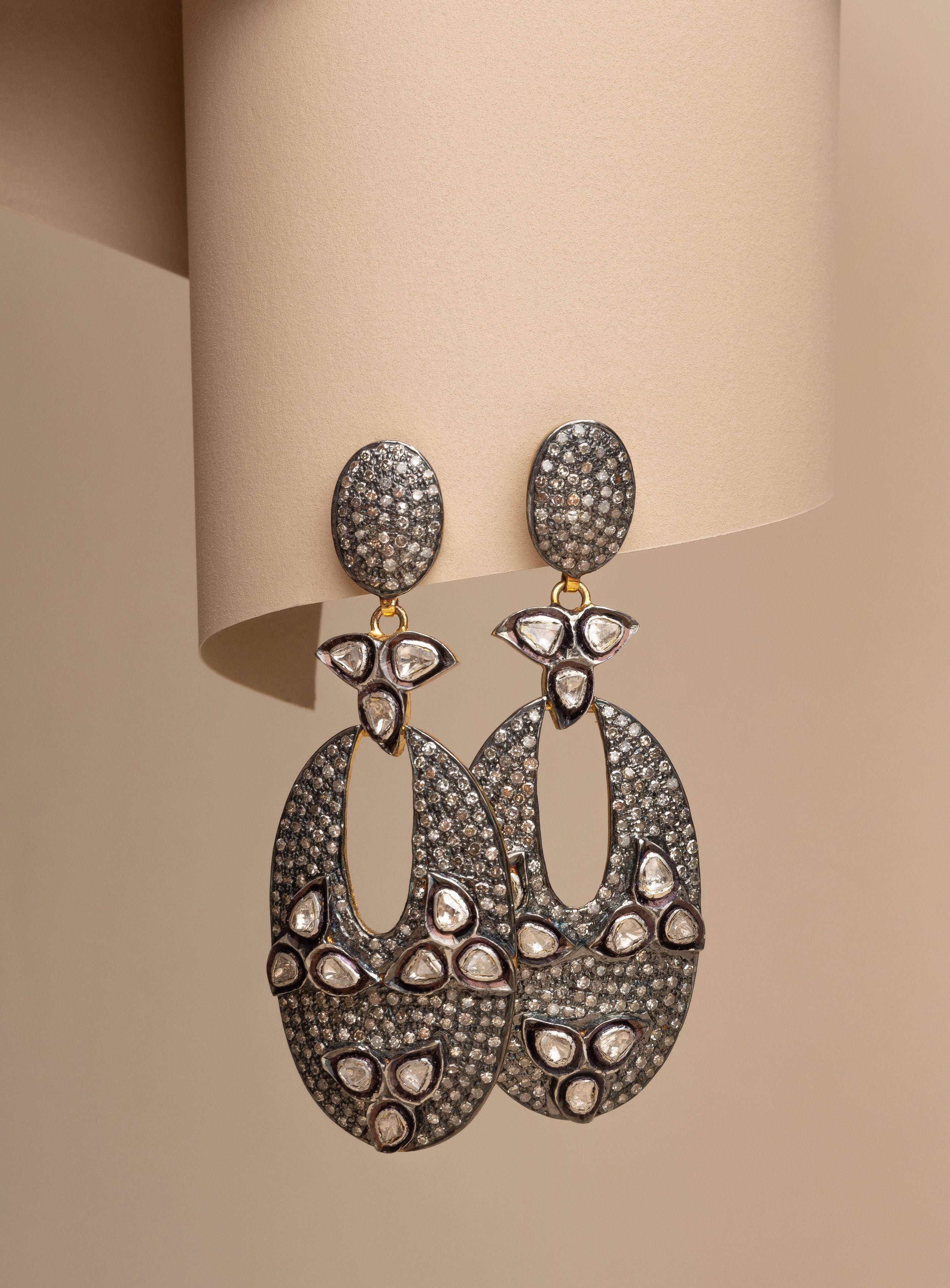 Diamond Oval Void Earrings