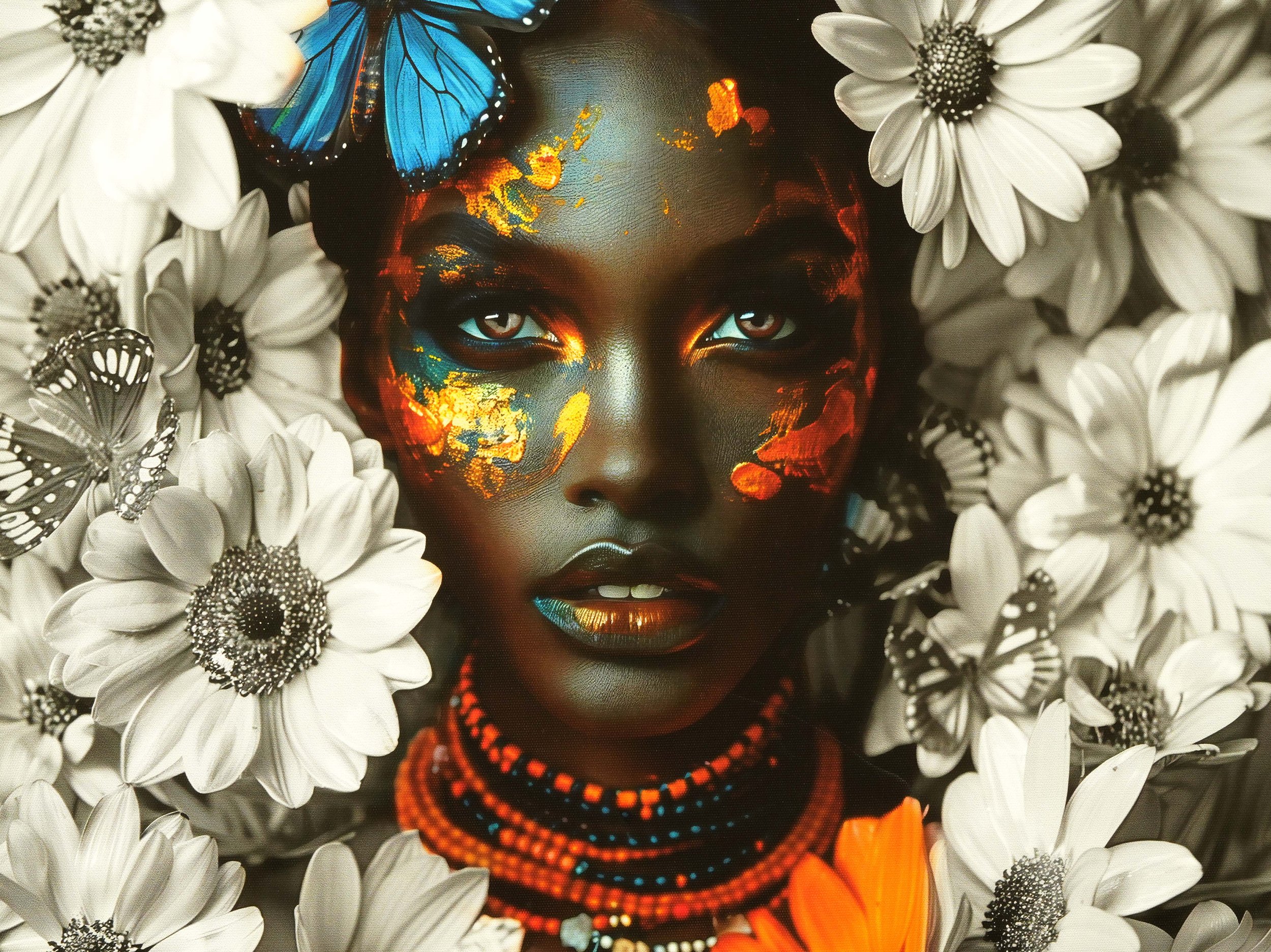 African Lady with Flower Mural Wall Art 12 X 16