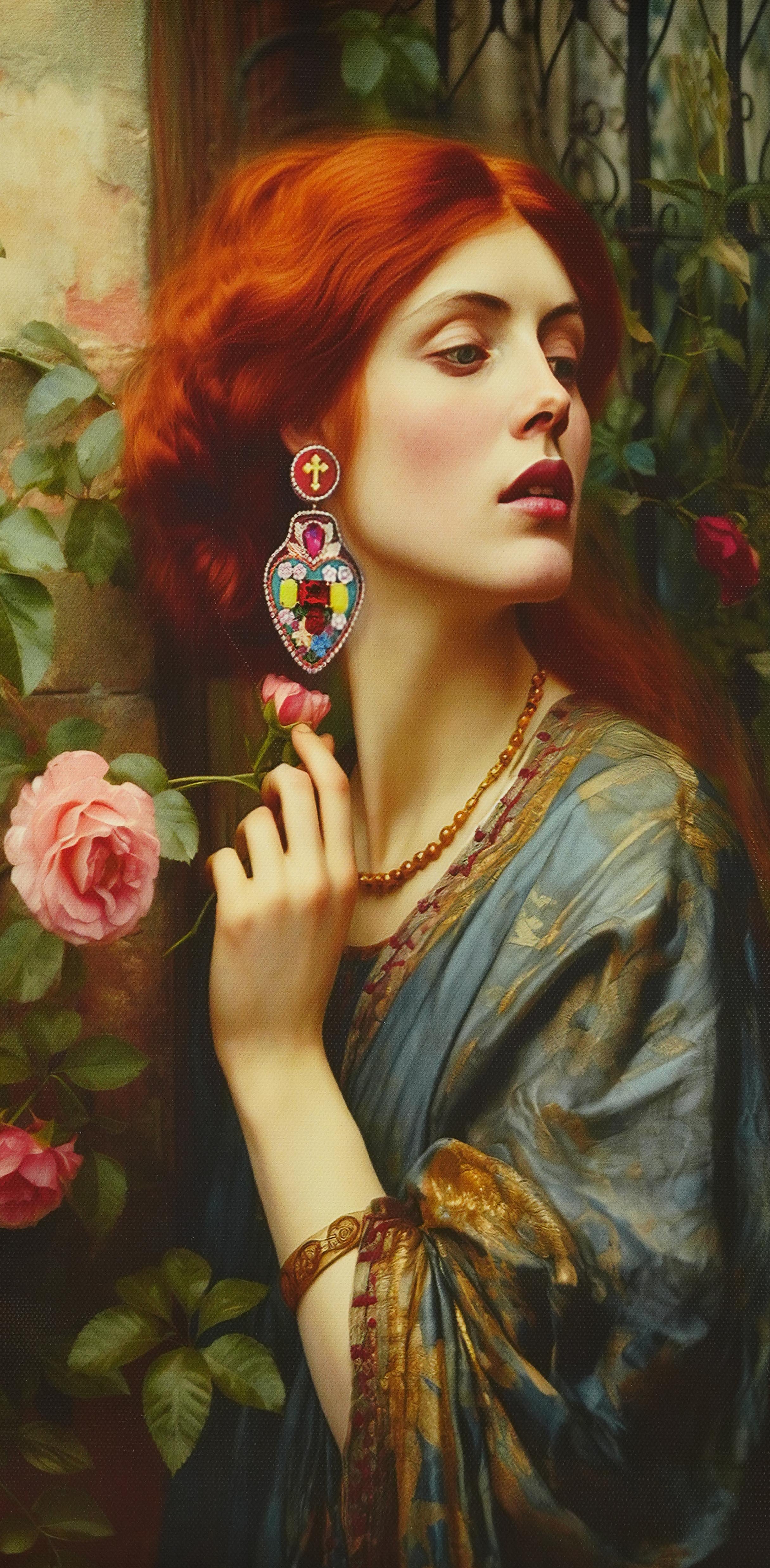 Vintage Beautiful Woman Portrait 8 X 16