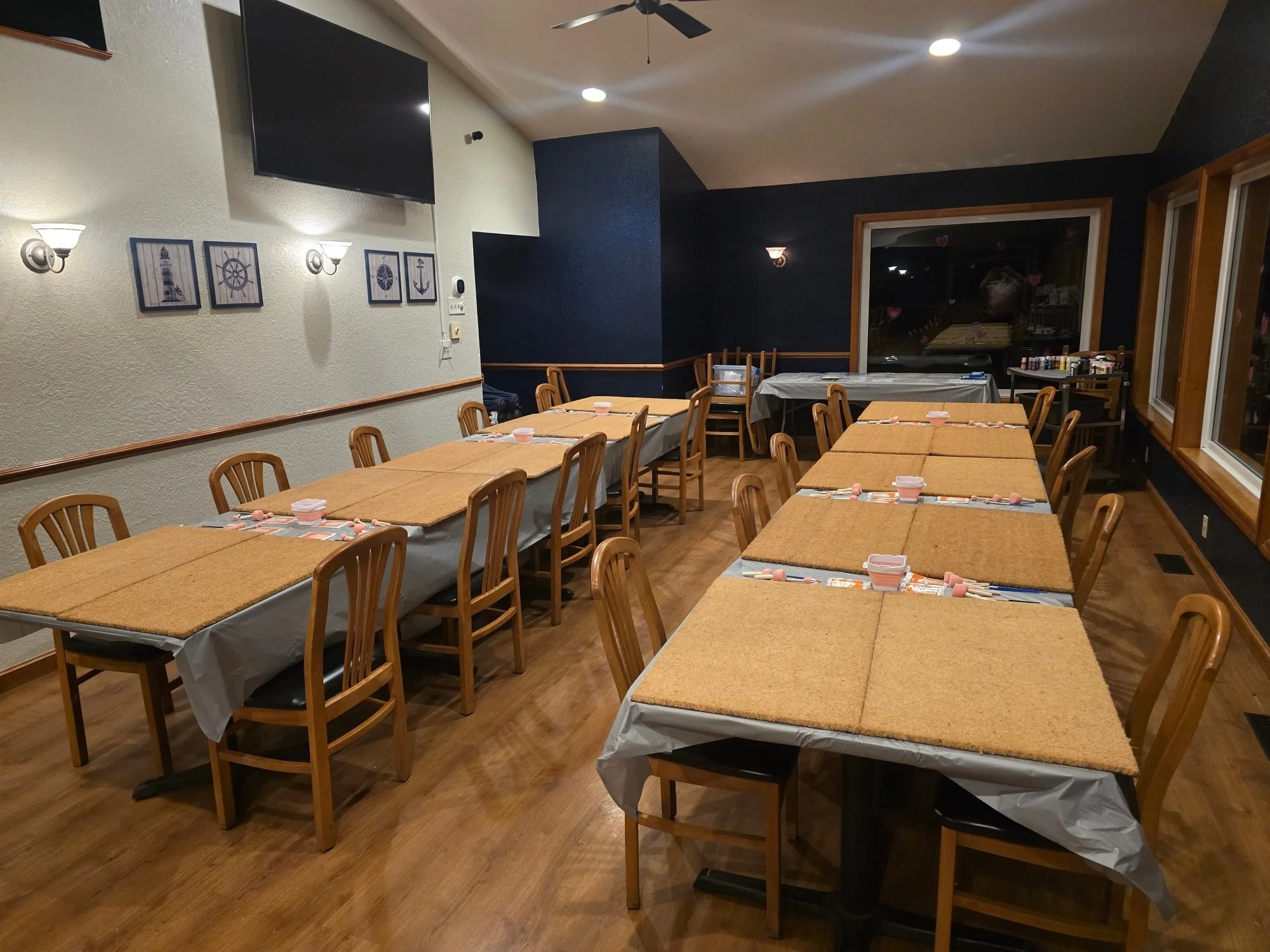 We are ready for the Paint and Sip! Stay tuned for more pictures!! Make sure you don't miss our other fun upcoming events!