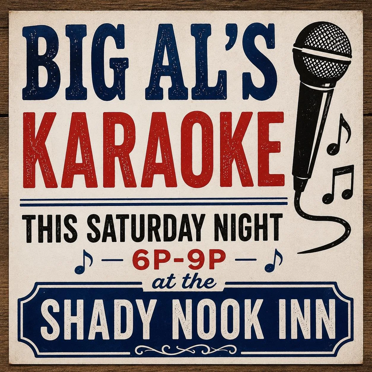 Big Al&rsquo;s Karaoke Night 🎤
Reminder to join us this Saturday night for a fun night of karaoke with Big Al! Grab your friends, pick your favorite song, and come sing the night away. 🎶🍻🎉 Good times guaranteed!