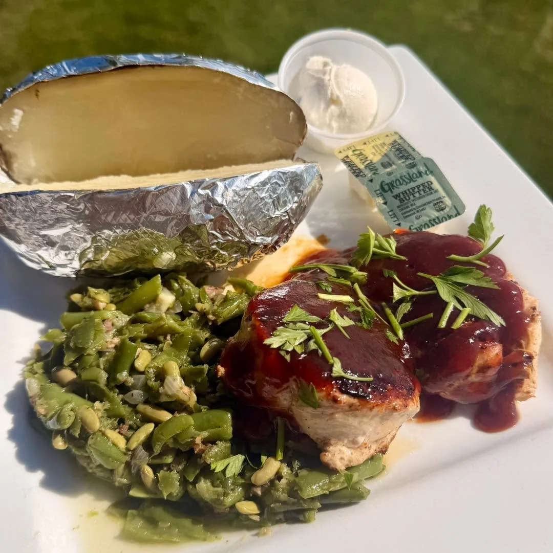 Grilled BBQ Chicken || Baked Potato || Green Beans 
Need we say more? 🤤🍽️ See yall this weekend 👋🏼

OPEN FRI &amp; SAT || 4P-10P || Kitchen closed at 9:30P