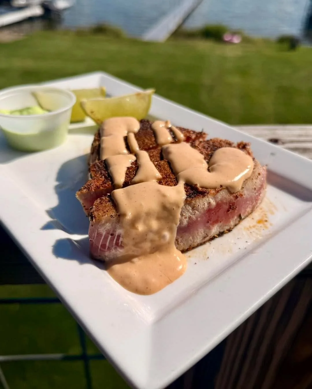 New dessert on the menu + drool worthy specials 🤤🍴
>> Chocolate Peanut Butter Cream Pie 🥜
>> Blackened Tuna Appetizer 🍣
>> Chili Cheese Dog Flatbread 🌭
>> BBQ Pulled Pork Sandwich 🫰🏼 
Which one are you trying this weeke