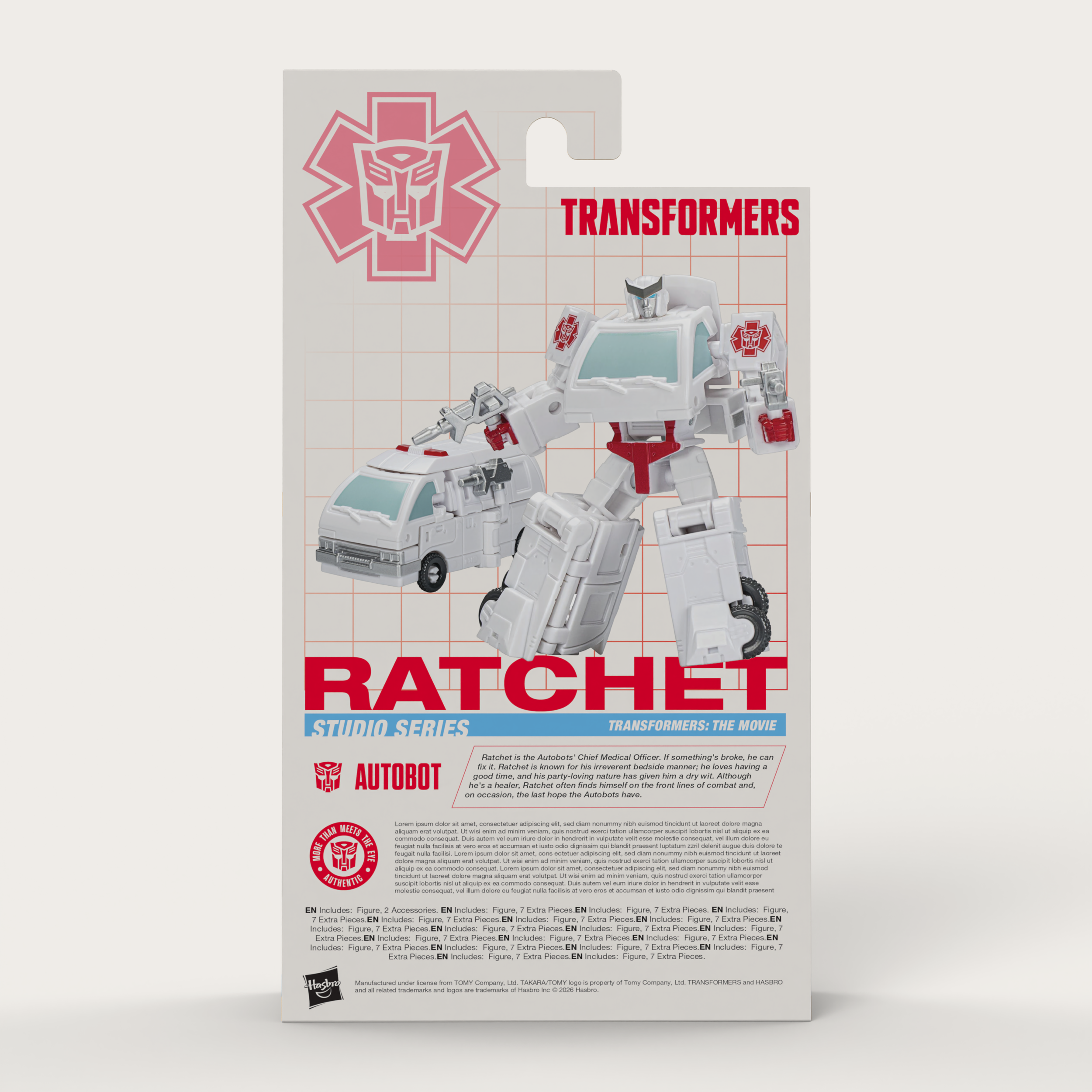 The back panel for this used the medic version of the Autobot symbol, depicted on the toy itself. In this case, I felt it added more visual emphasis on what character this was, as there is a very similar Ironhide Core Class that shares most of this m