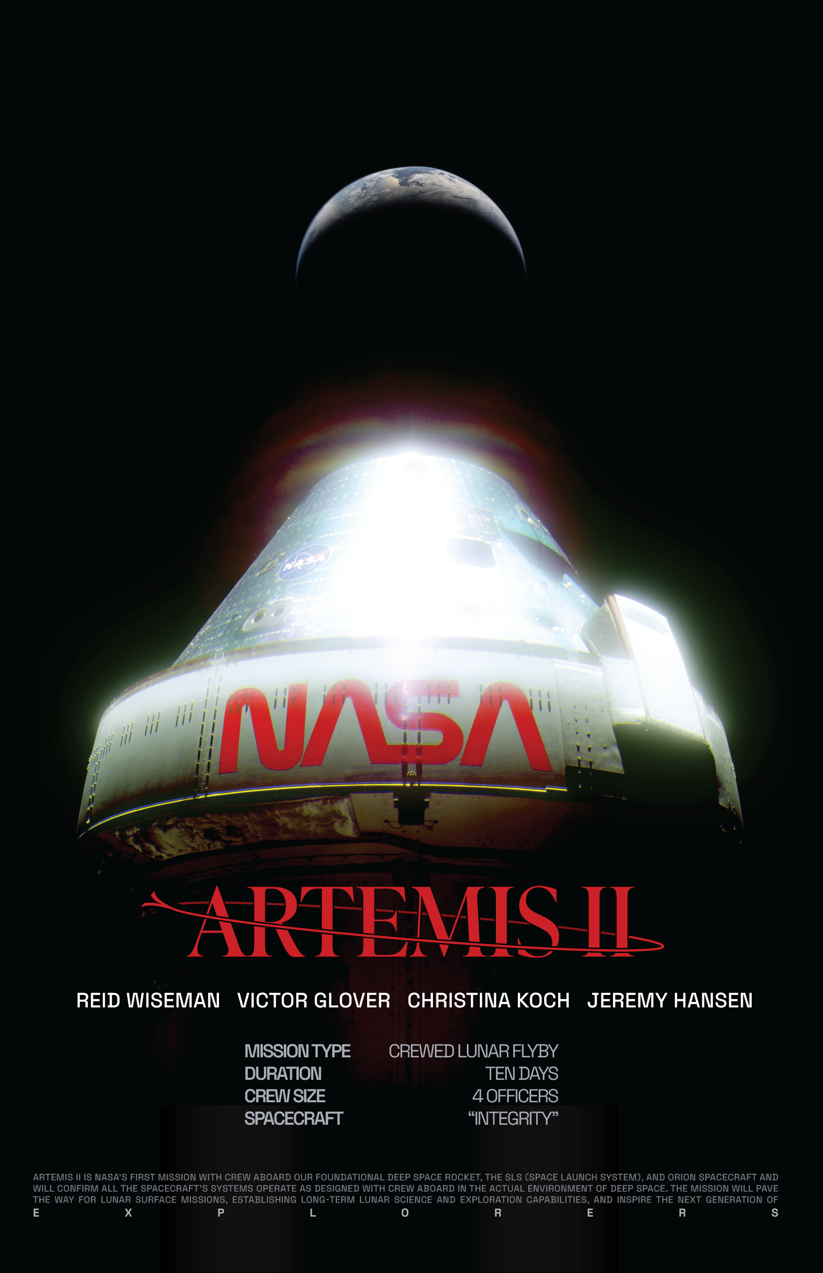 A quick poster done in celebration of the Artemis II mission! I wanted to create a custom mark for the occasion separate from the edited version of Inter that NASA used for the press release, and celebrate the return of the worm logo being used. I ed