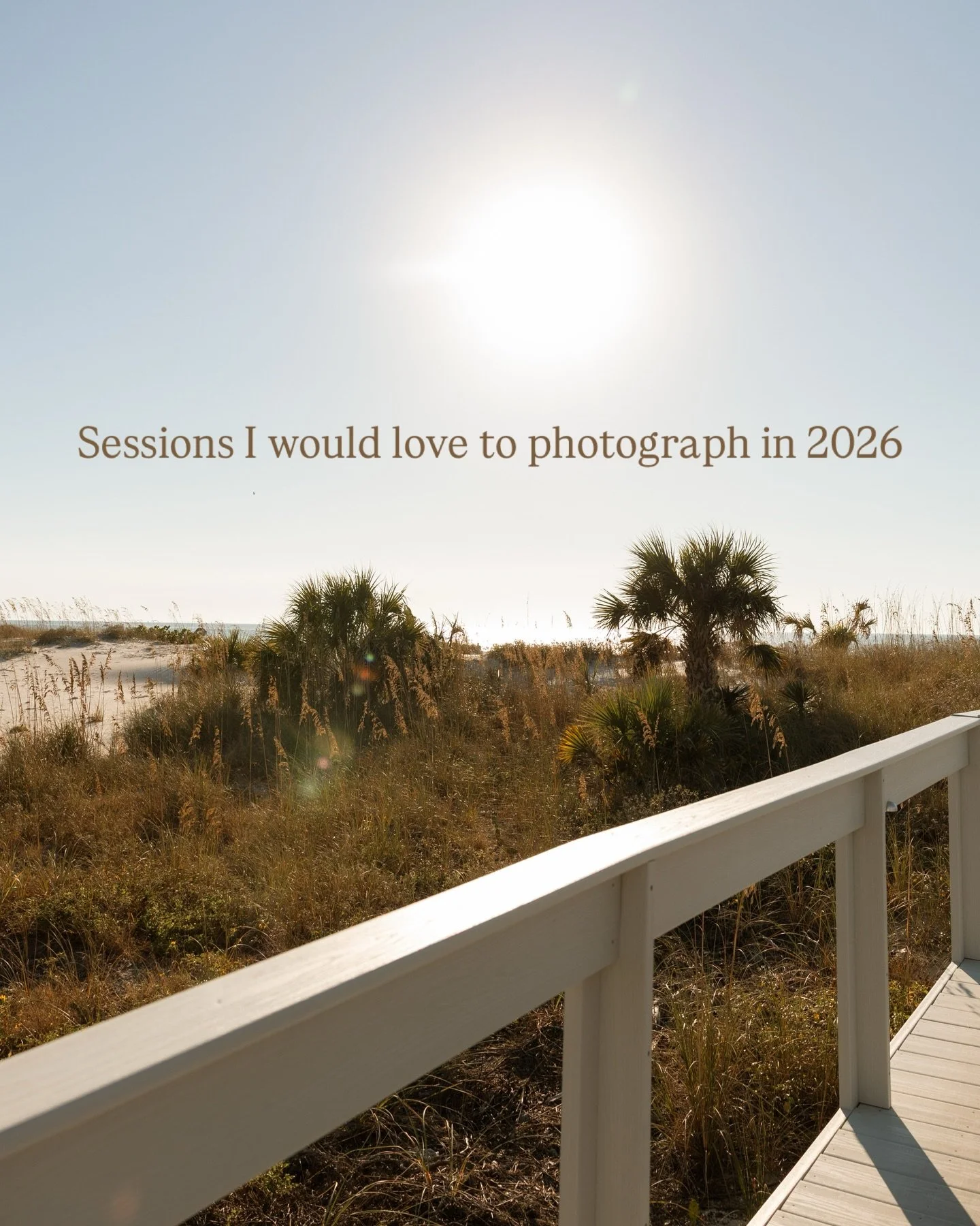 Sessions I would loveeee to photograph in 2026 ✨ Beach, studio, every day life moments, creative &amp; fun sessions - I love it all. Most importantly, cannot wait to capturing your moments with your favorite people. 

If any of these are calling your
