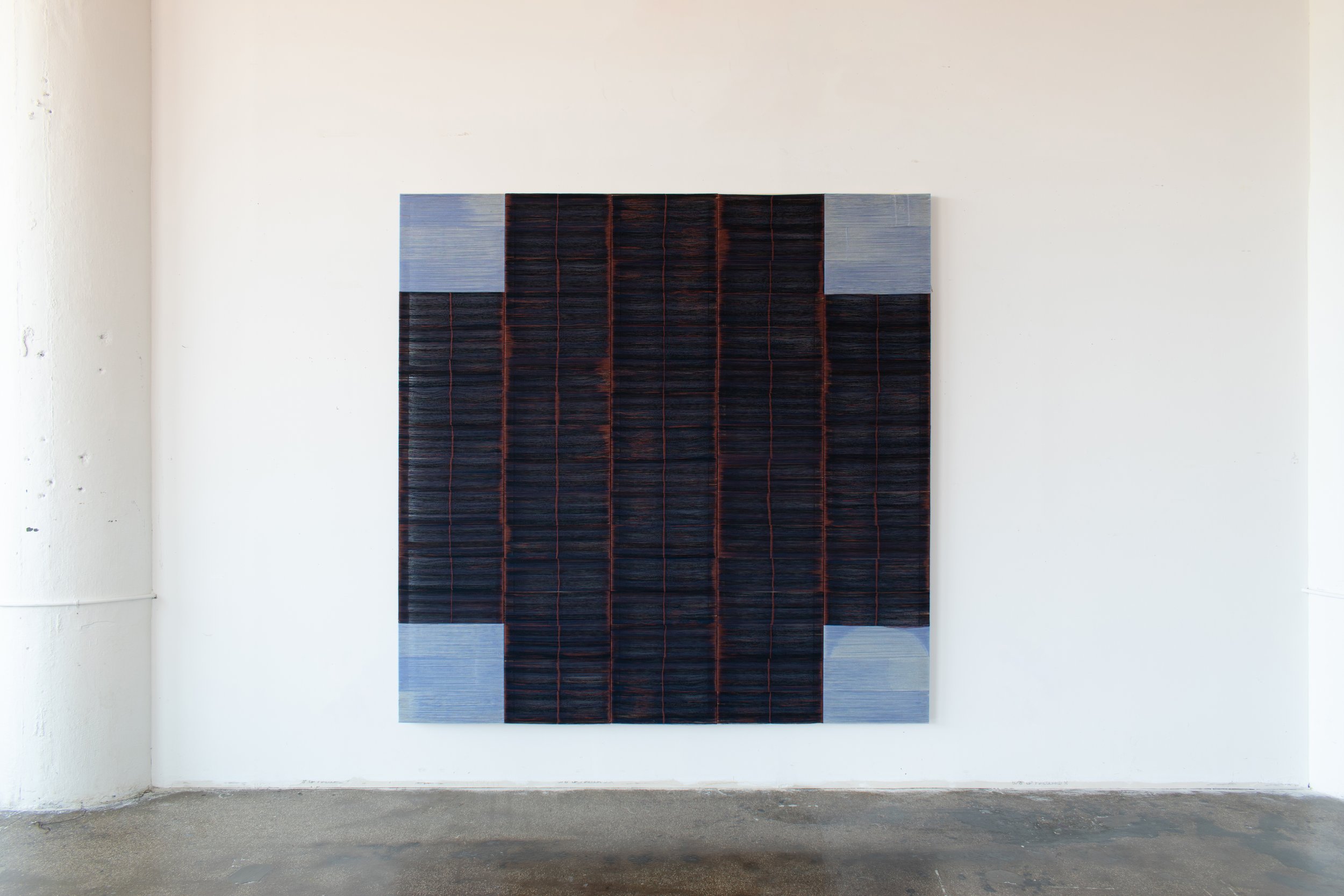   Medianoche (Midnight)   2022  linen and indigo dyed cotton   96 x 96 inches 