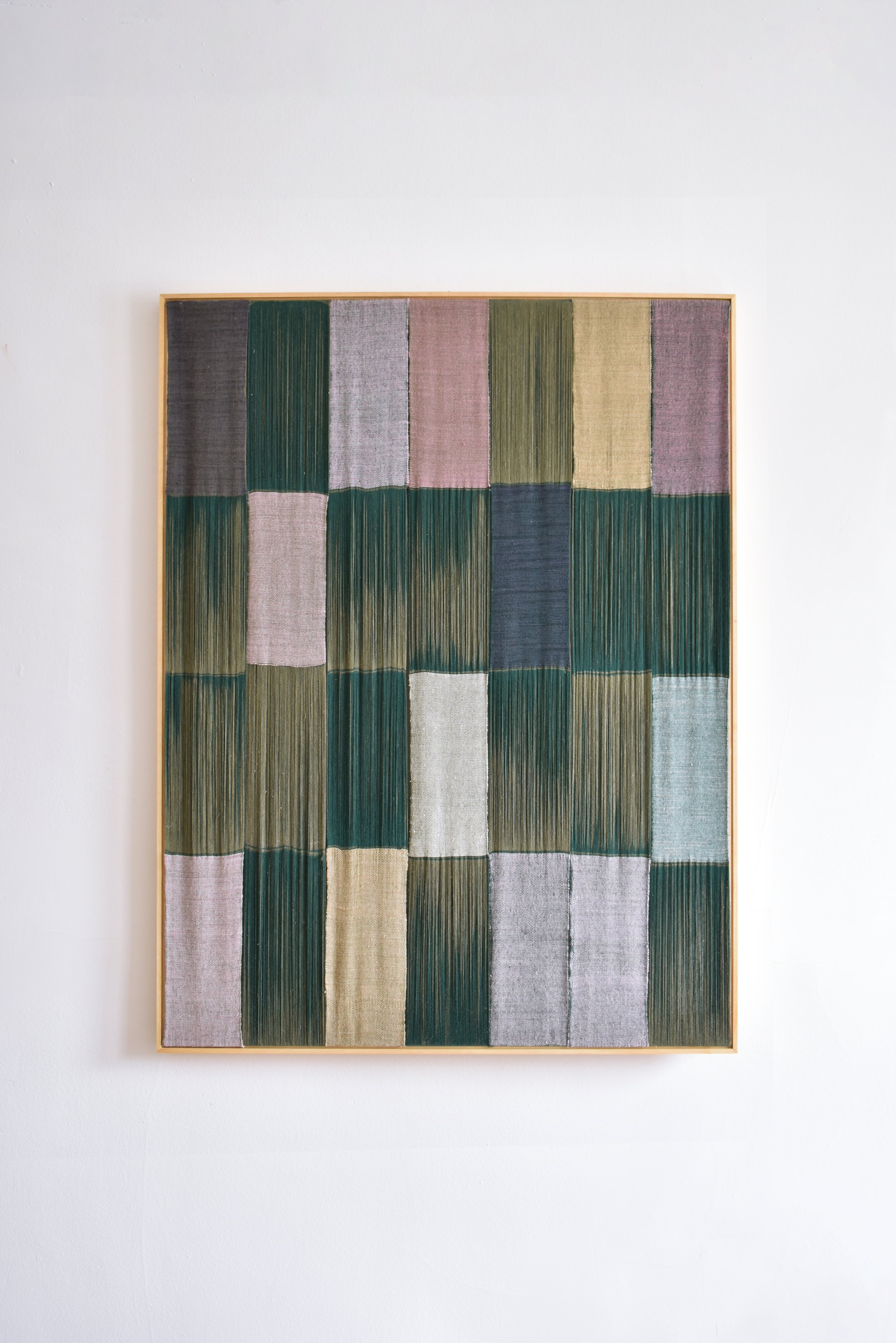   Bajo la Jacaranda   2020  Silk dyed with cochineal, logwood, indigo, black tea; linen; cotton  35 x 46 inches 