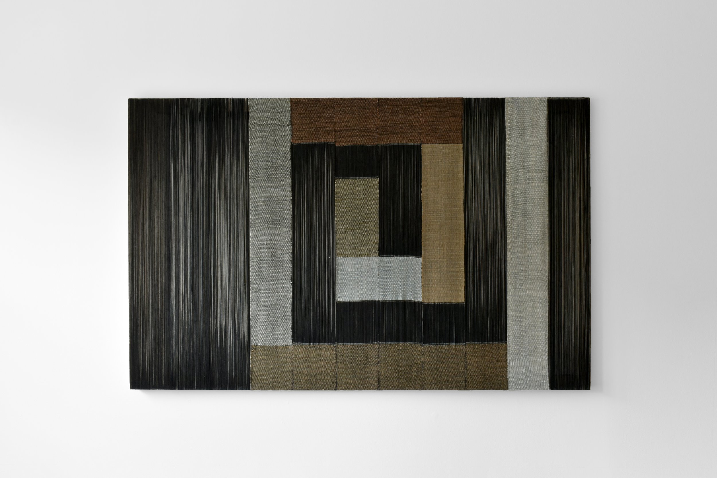   El Caracol   2022  linen, cotton and naturally dyed silks (Indigo, Fustic, Cutch)   57 x 36 inches 