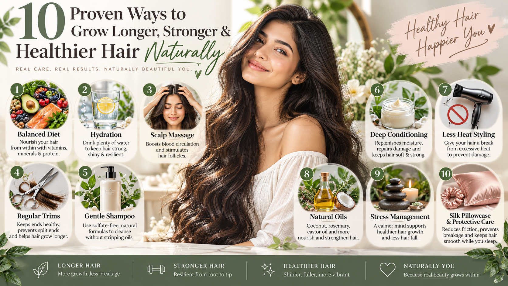 10 Proven Ways to Grow Longer, Stronger &amp; Healthier Hair Naturally