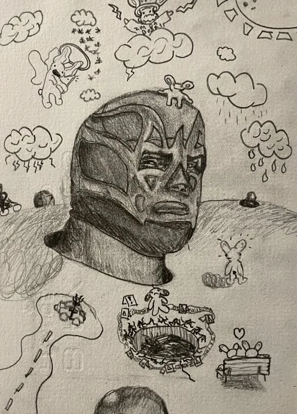 Luchador, Graphite on Bristol, 2023
