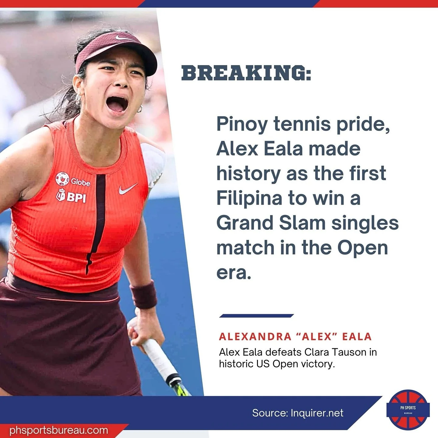 First Filipina in history to win Grand Slam singles match.  Congrats Alexandra!! 🎾 🇵🇭