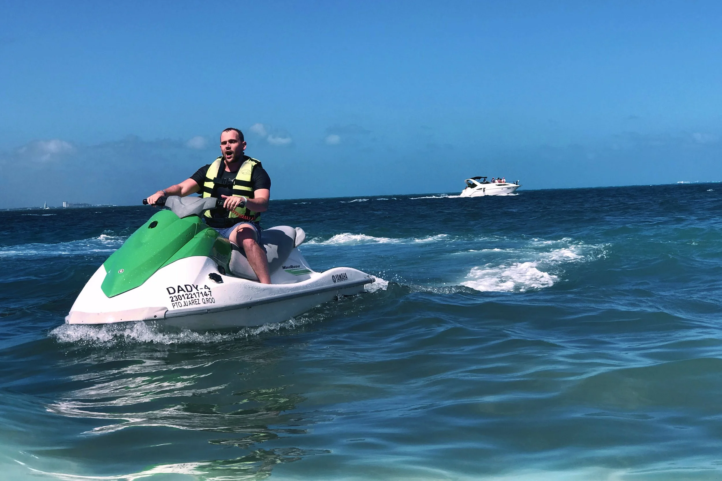 Jet skiing off the coast of Mexico, 2018.
