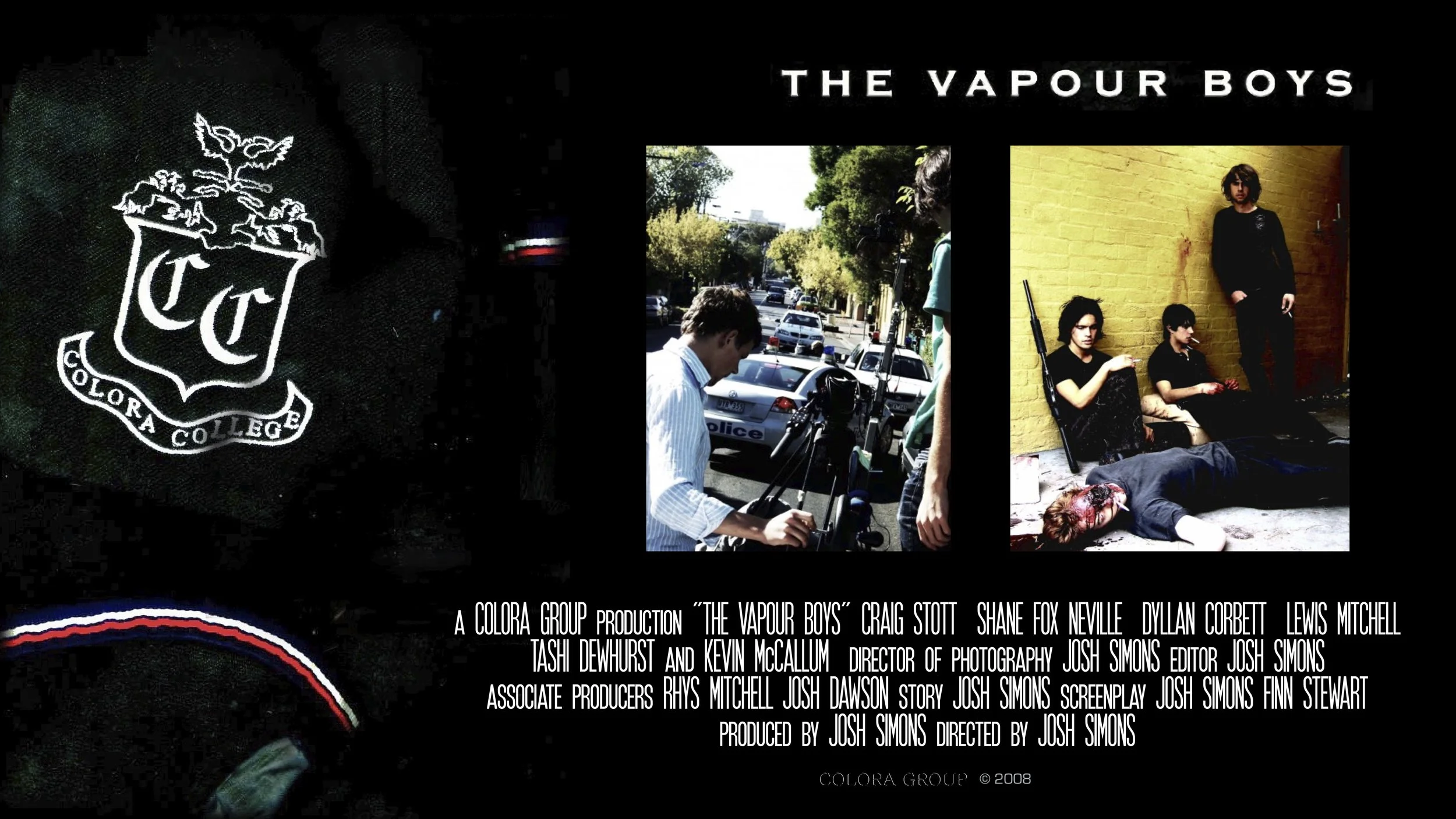 Poster artwork for The Vapour Boys, a 2008 feature film directed, produced and edited by Josh Simons.