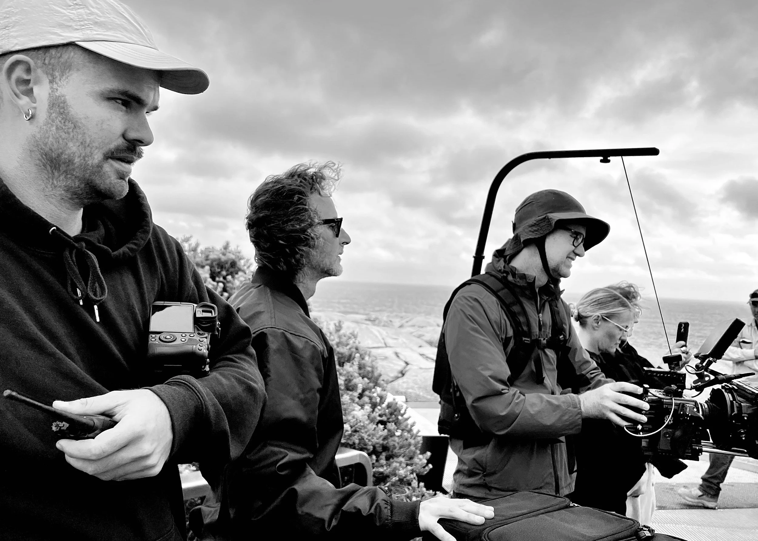 Film crew on location during a Scotter Projects campaign shoot