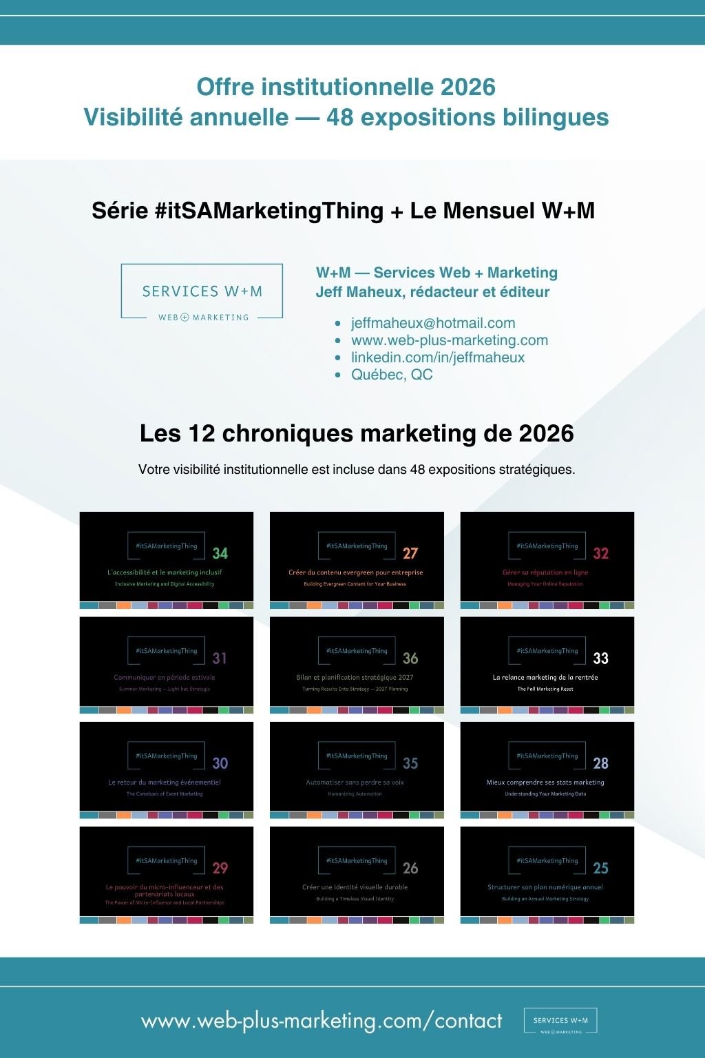 Offre institutionnelle 2026 #itsamarketingthing.