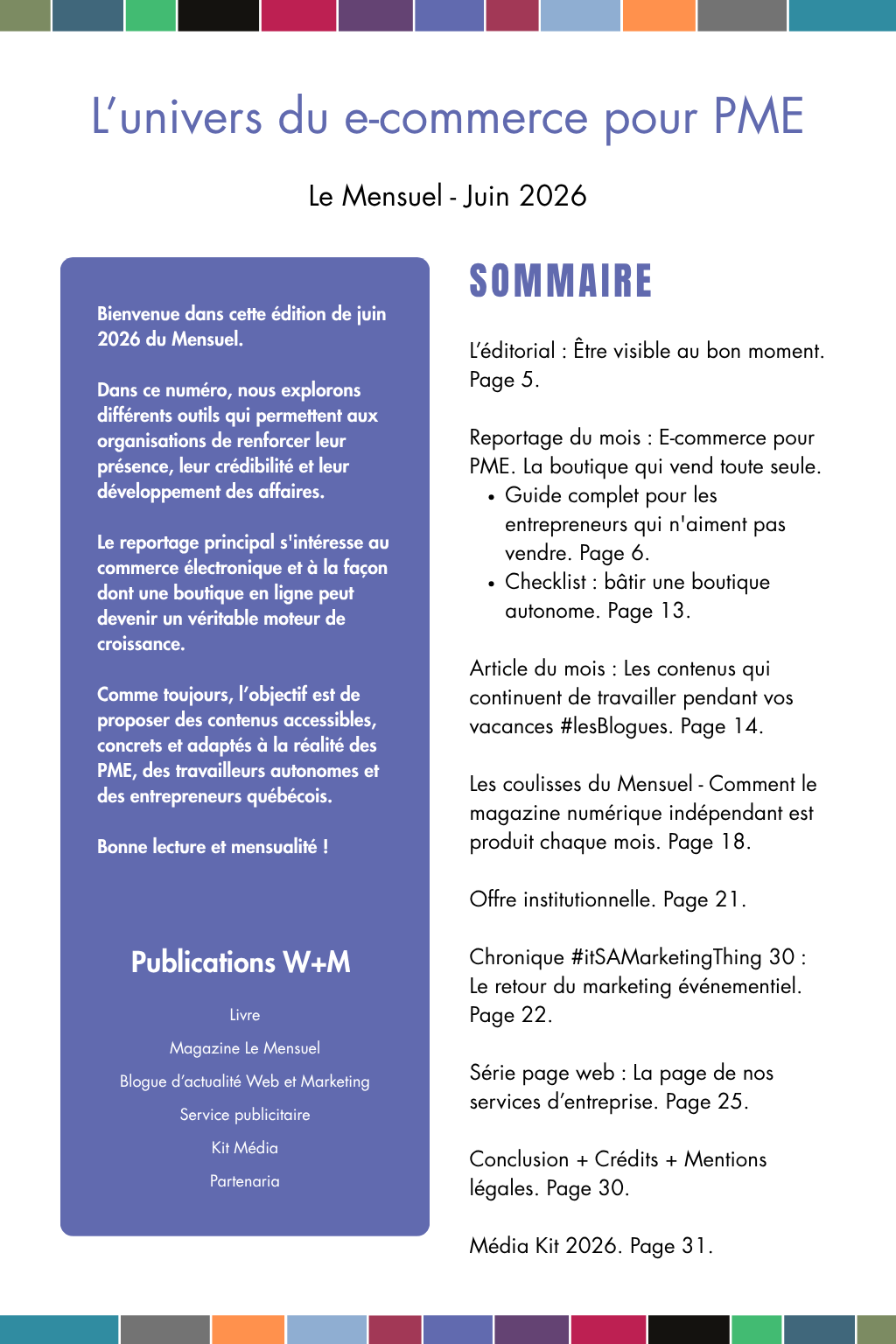 Le sommaire du magazine de juin 2026.