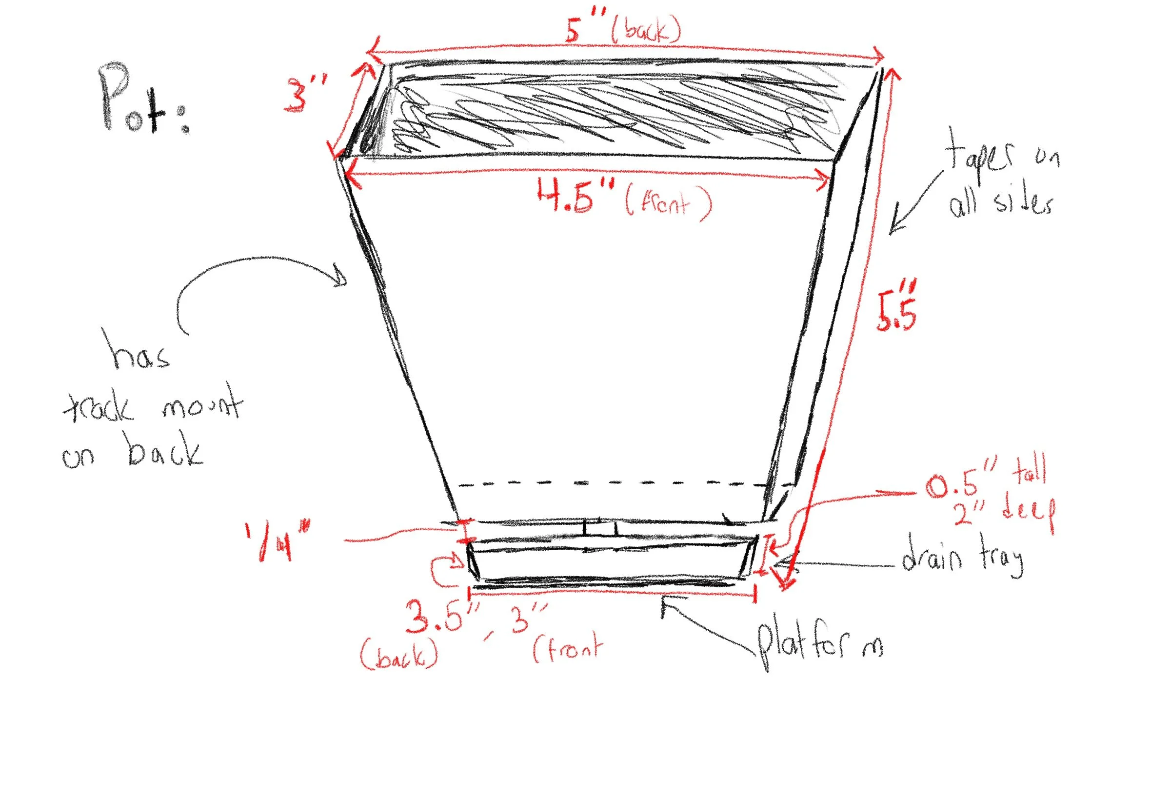 The initial concept for the Pomander Walk pot