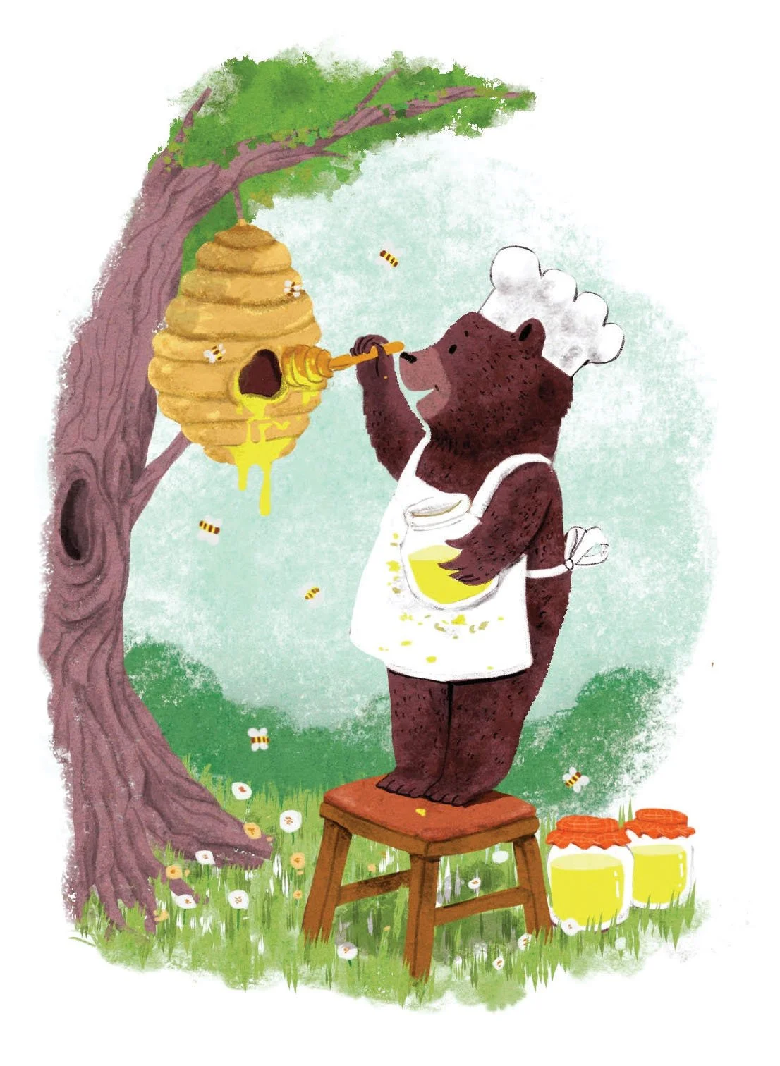 Zodee extracting honey