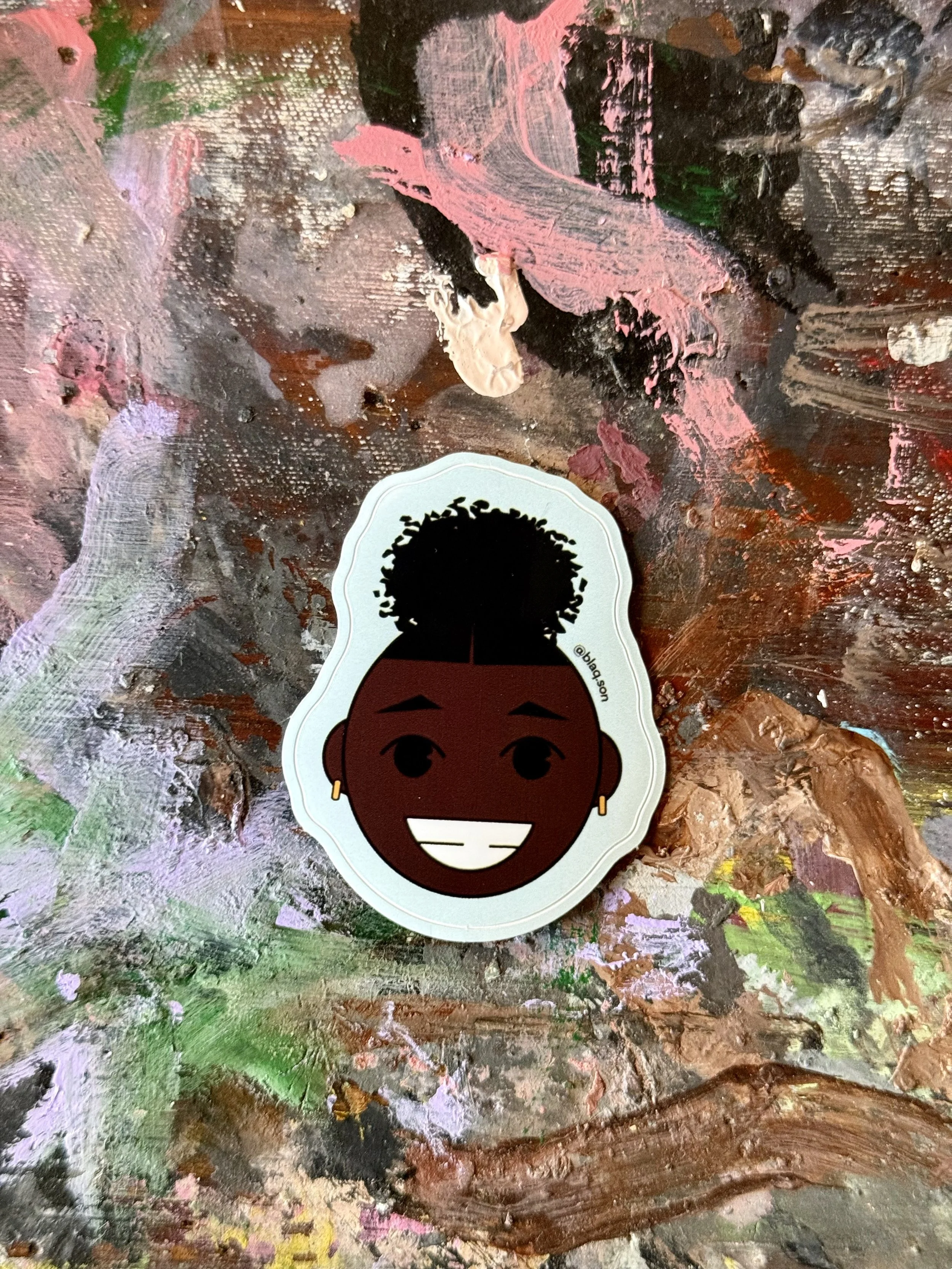 Afro puff sticker