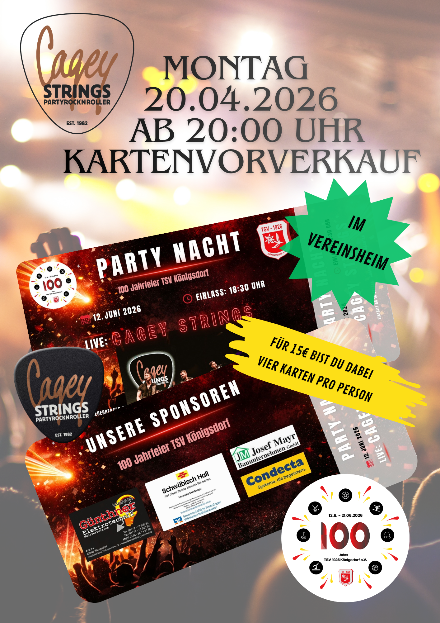 Infoabend zur 100 Jahrfeier und Kartenvorverkauf zur PARTYNACHT