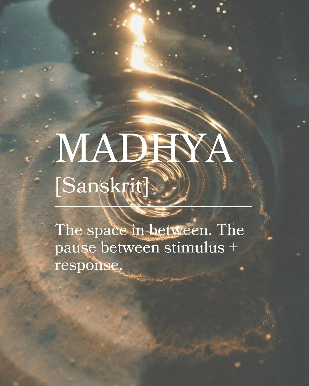 ⠀⠀⠀⠀⠀⠀⠀⠀⠀
{ M A D H Y A } 

This morning I was feeling into the space in between after Morning Sadhana (movement, breathwork, journal). 

In yogic philosophy the space or pause in between stimulus and response is referred to as Madhya. We can &lsquo;