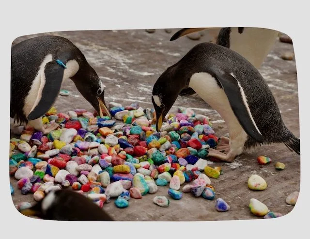 The Neon Instinct. An art class from Gentoo penguins