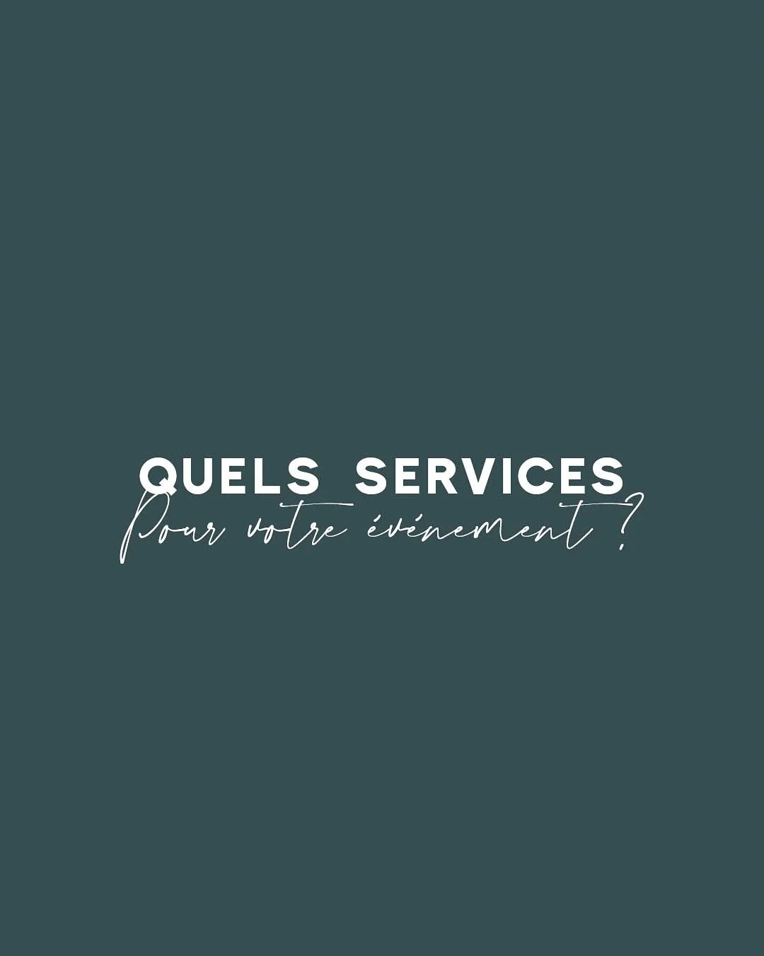 Quels services pour votre &eacute;v&eacute;nement ? 🎶

Mariage, soir&eacute;e d&rsquo;entreprise, anniversaire, inauguration... 

Chaque projet est unique.

Chez nous, pas de formules standards. 

On construit chaque prestation sur-mesure, adapt&eac
