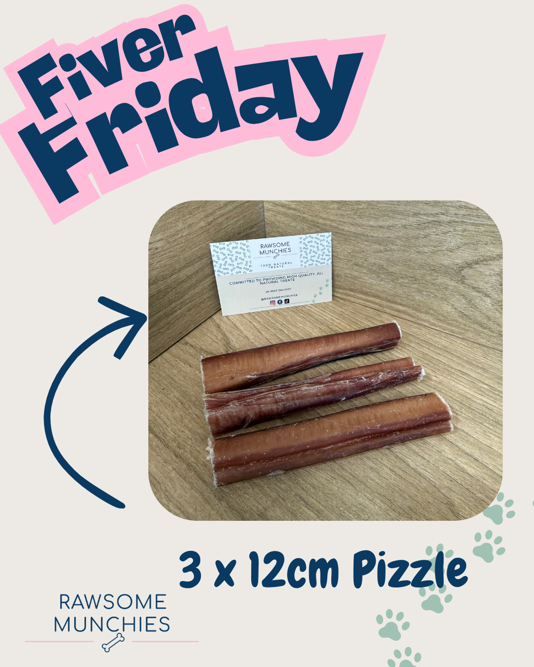 Fiver Friday 3 x 12cm Beef Pizzles